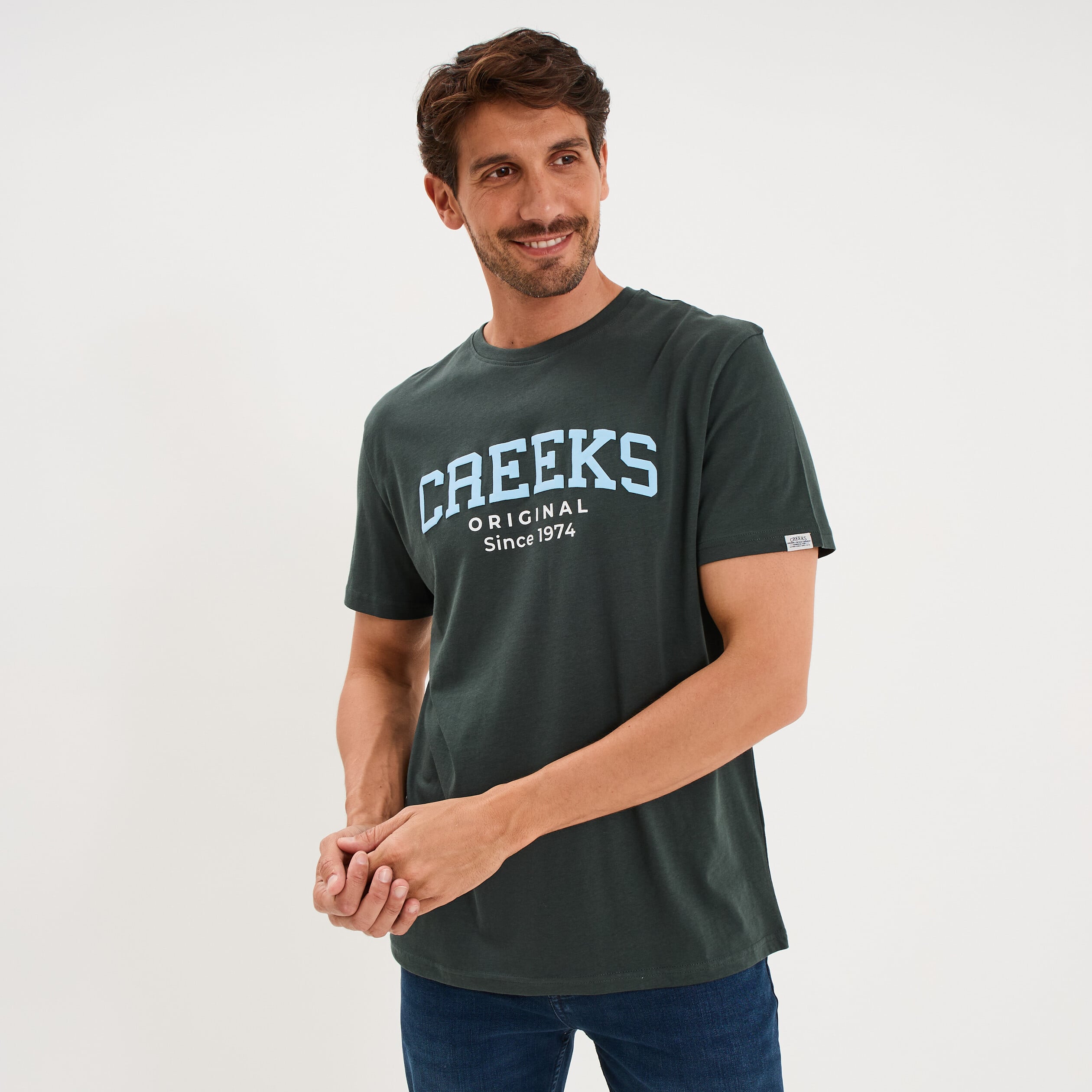 T-shirt manches courtes coton vert homme