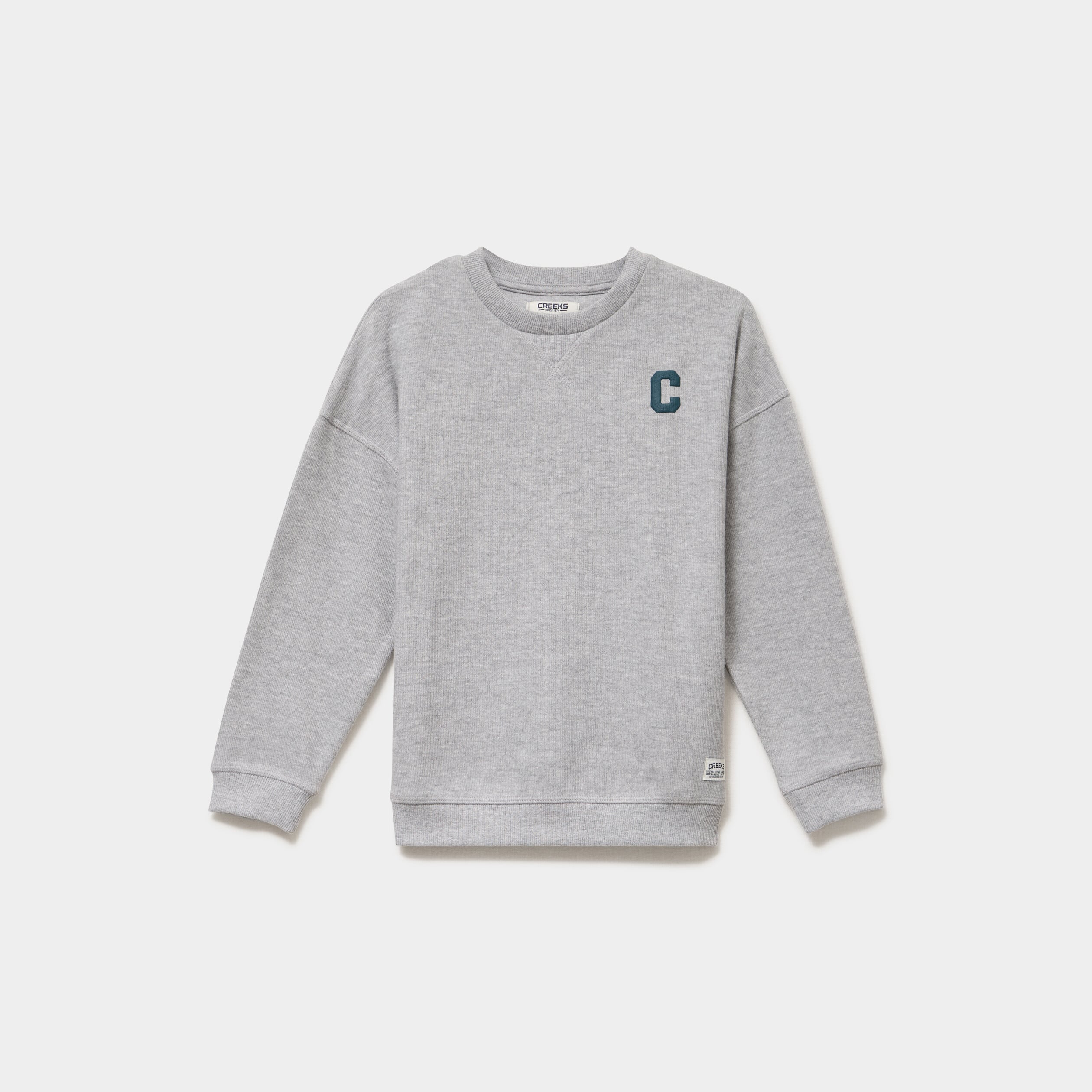 Sweat col rond manches longues gris clair gar&ccedil;on