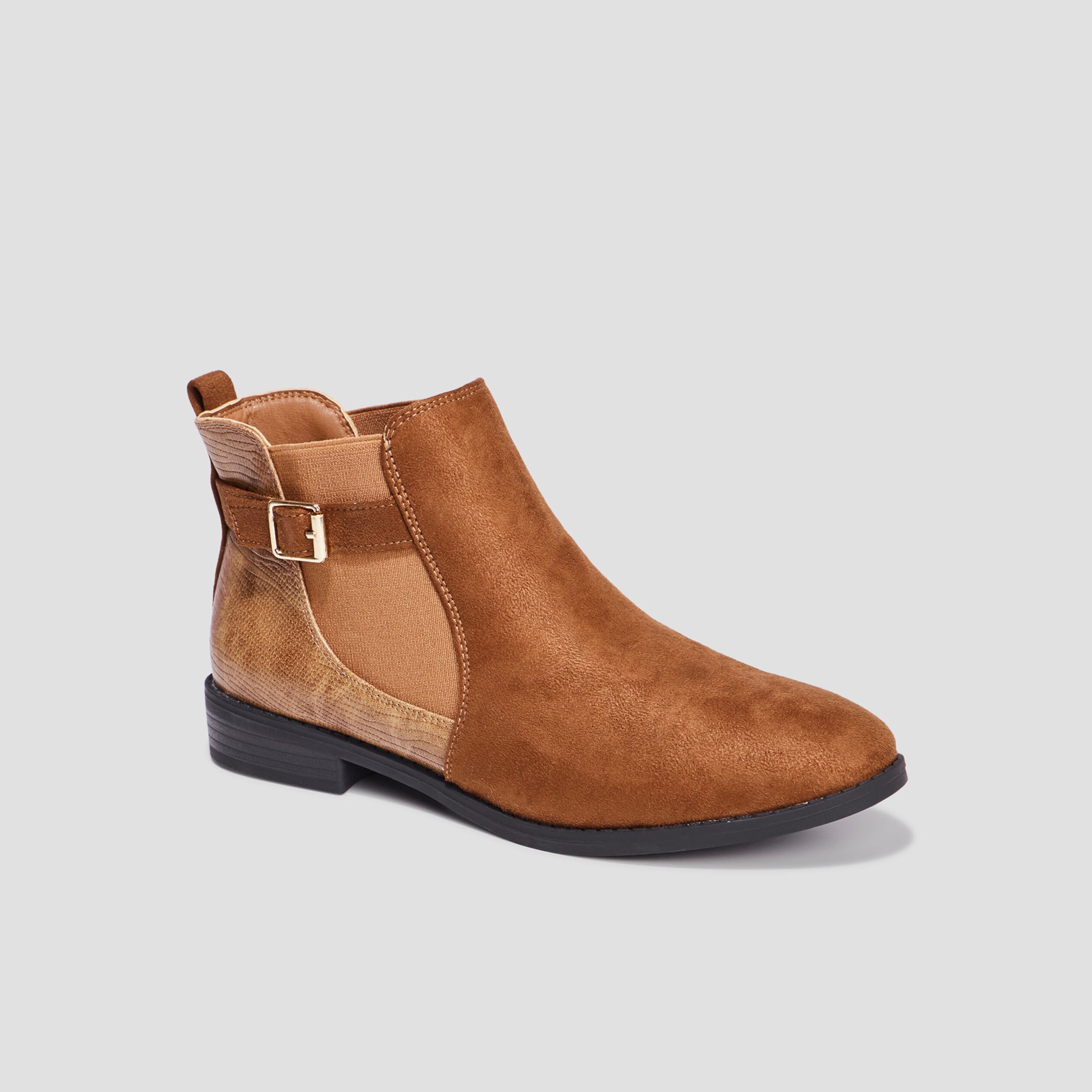 Bottines chelsea avec boucles marron femme