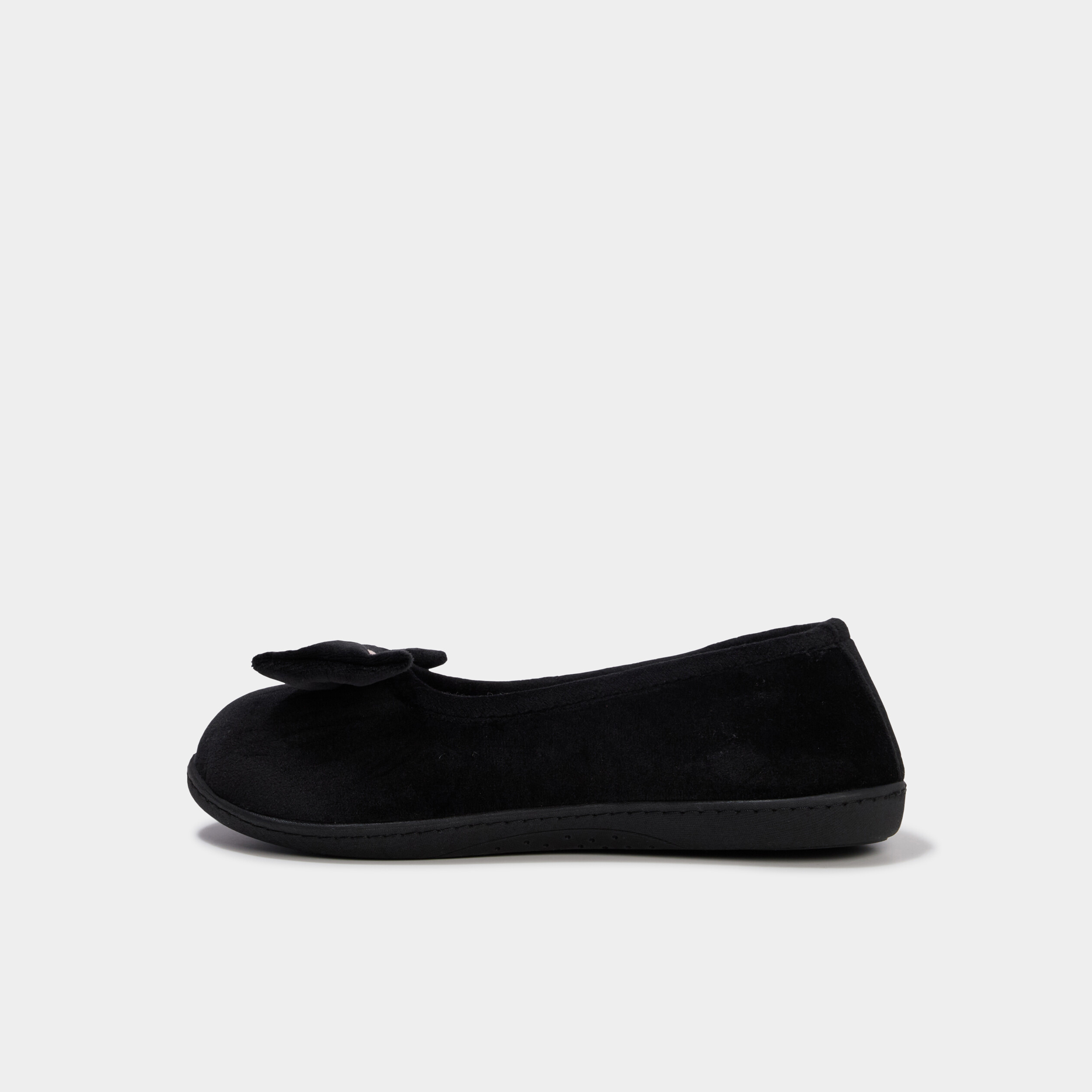 Chaussons ballerines effet velours ecru femme