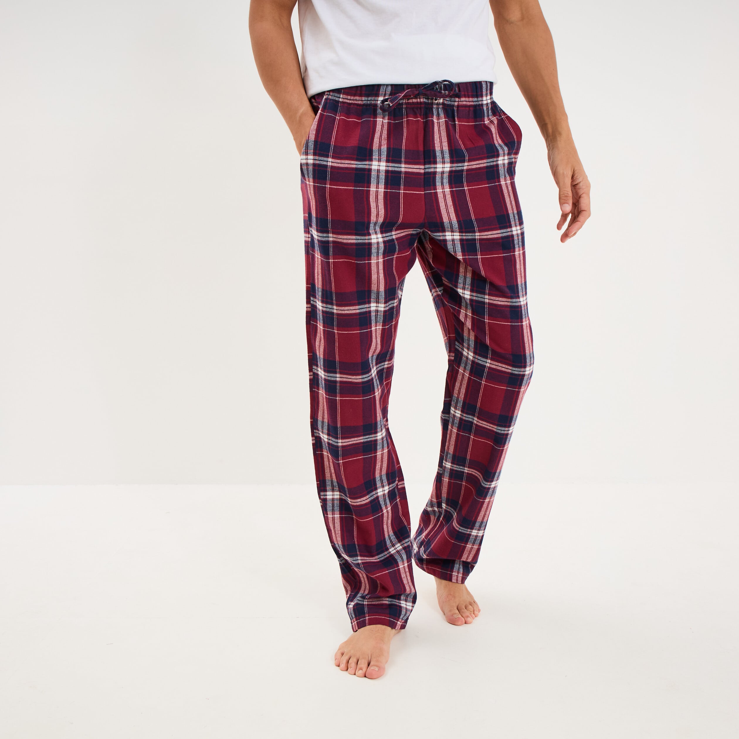 Pantalon de pyjama coton coupe droite bordeaux homme