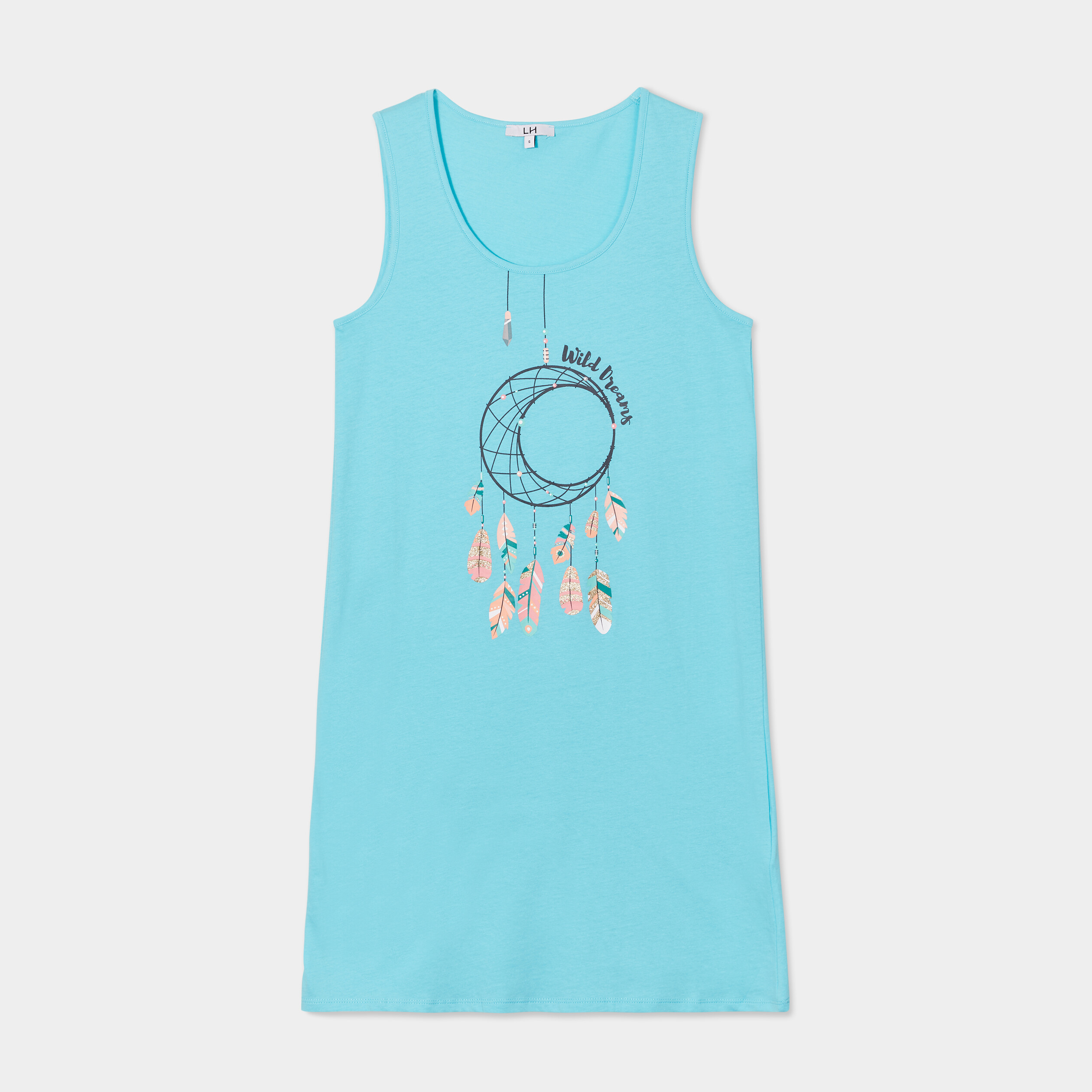 chemise de nuit droite sans manches bleu turquoise femme Chemise de nuit droite sans manches bleu turquoise femme