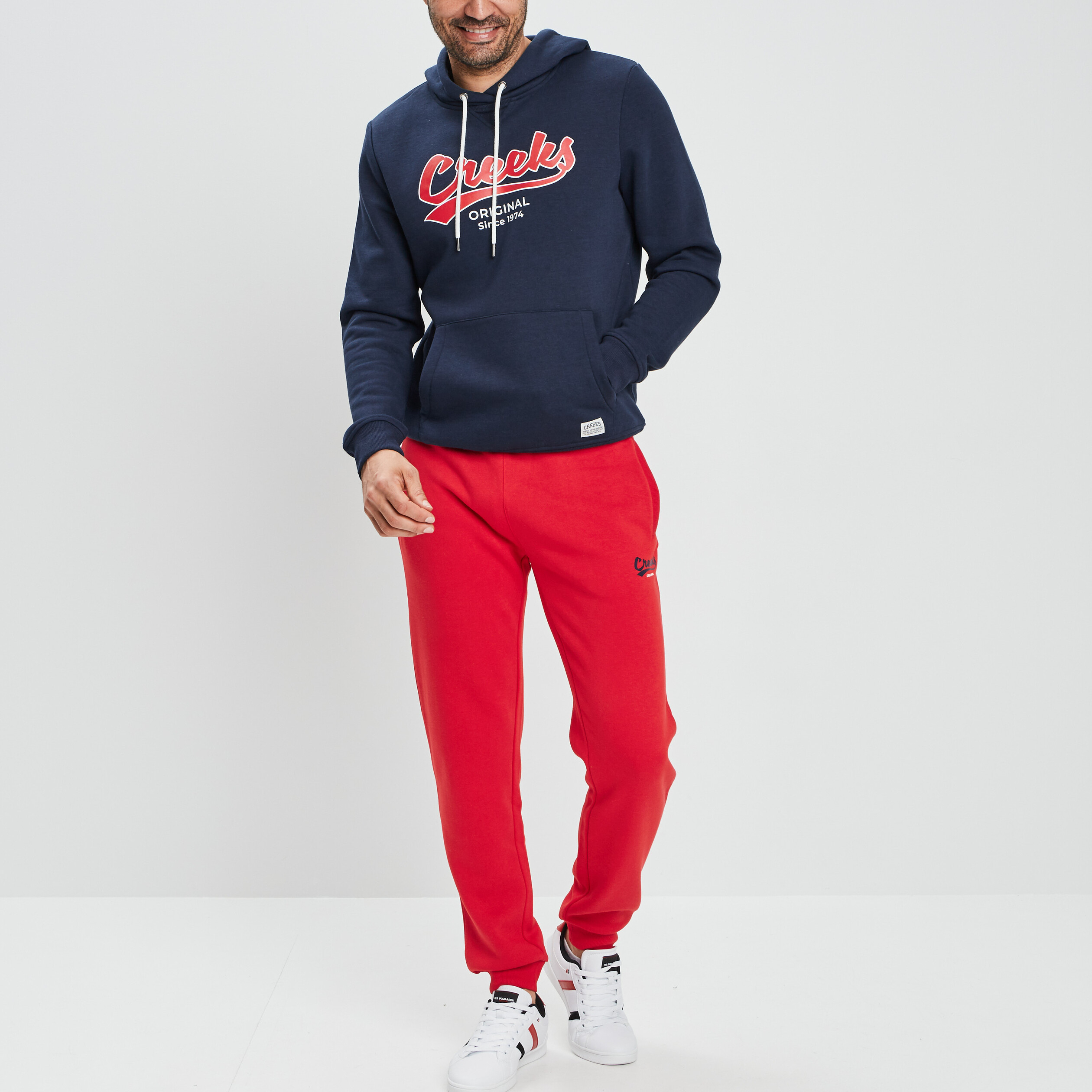 Sweat &agrave; capuche hoodie bleu marine homme