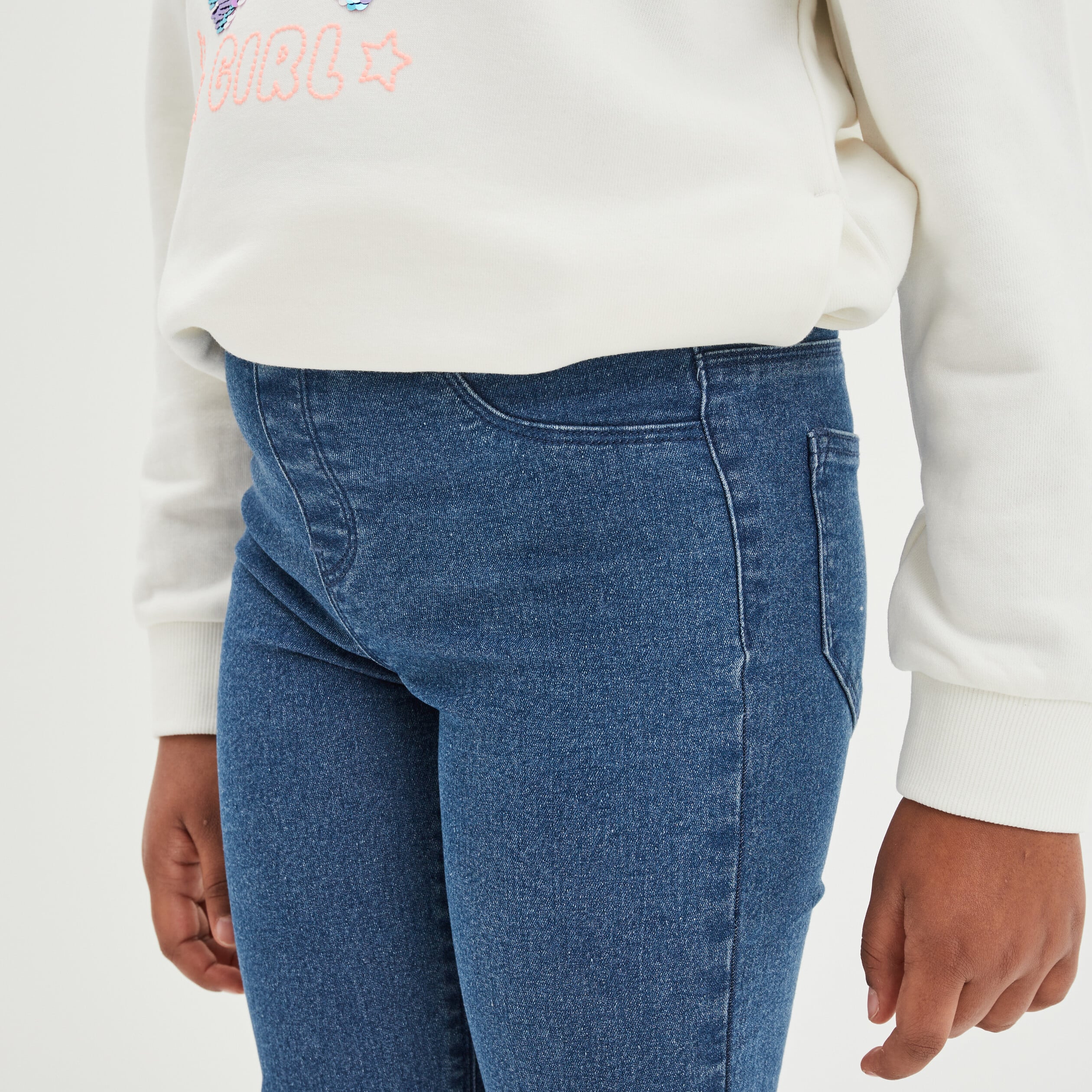 Jegging flare taille &eacute;lastiqu&eacute;e denim stone fille