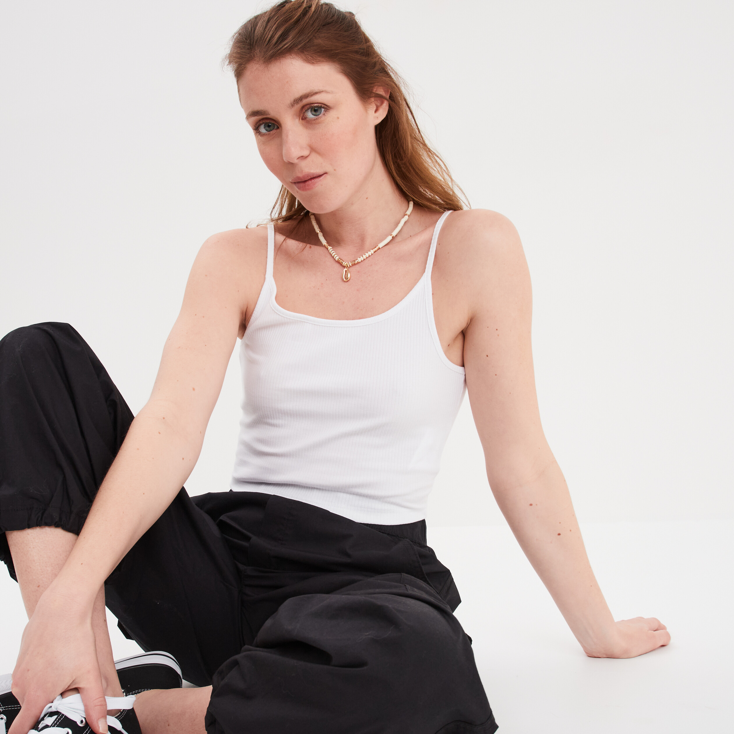 debardeur cropped cotele blanc femme Débardeur cropped côtelé blanc femme