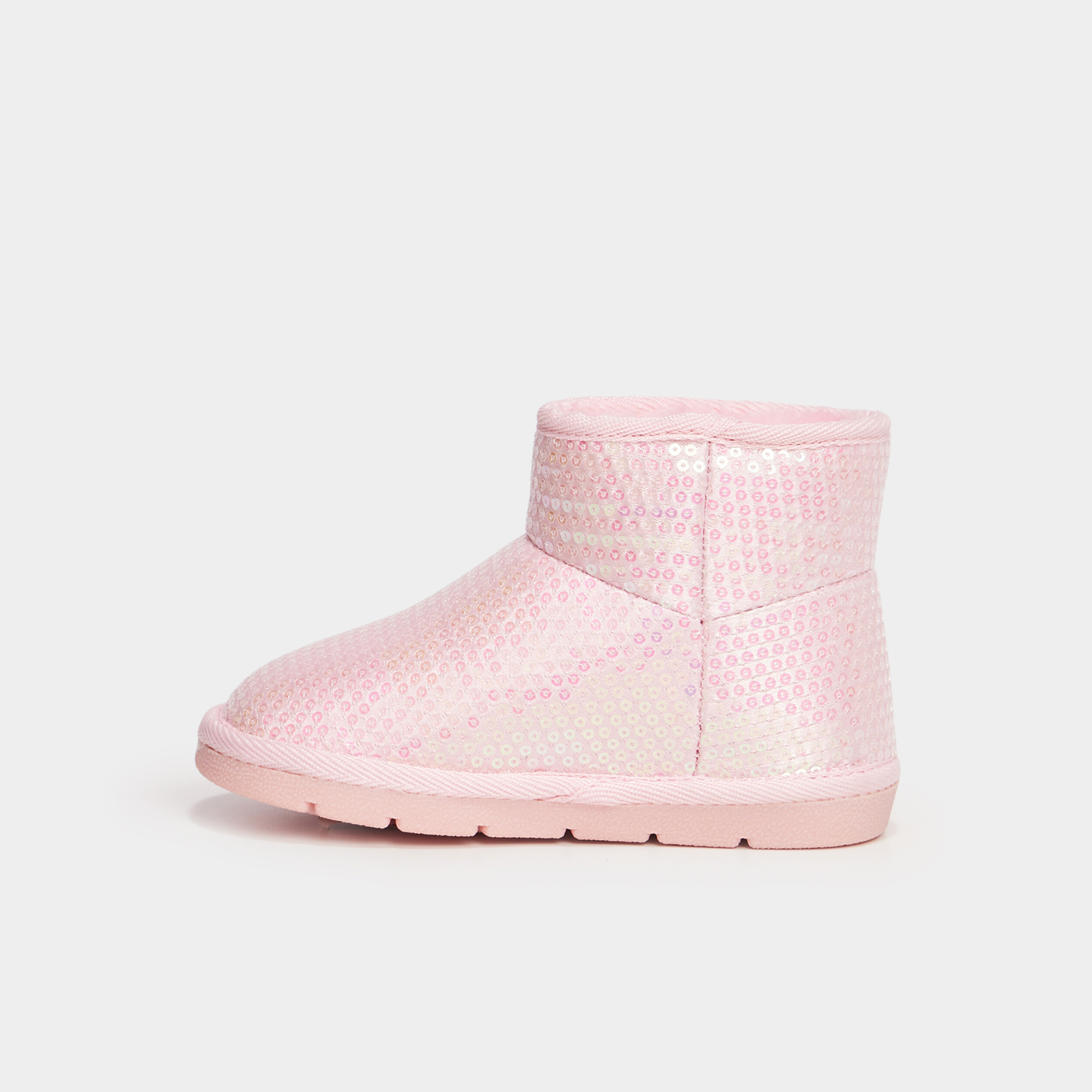 Bottines fourr&eacute;es &agrave; sequins rose fille