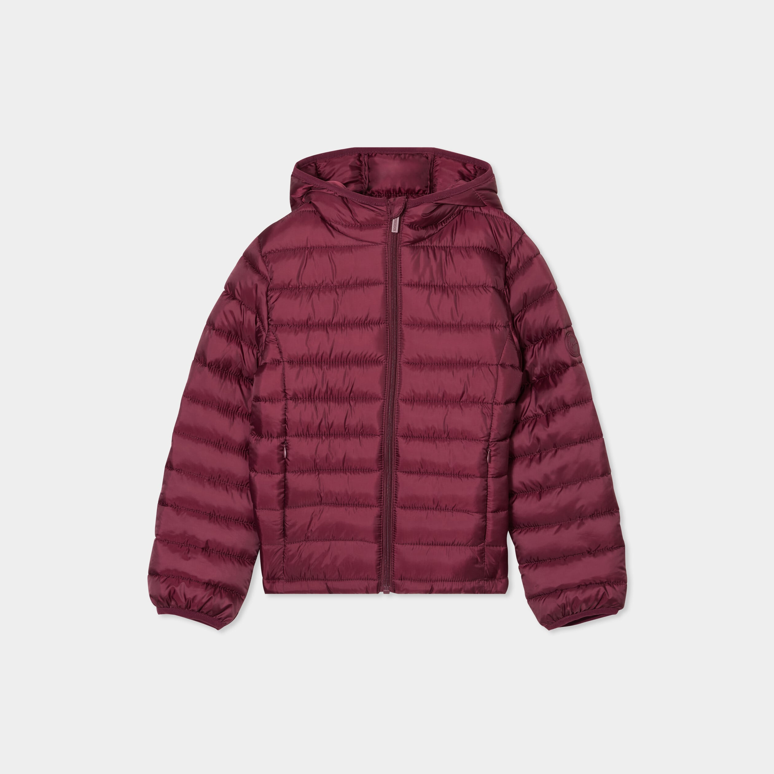 Doudoune l&eacute;g&egrave;re &agrave; capuche imperm&eacute;able prune fille