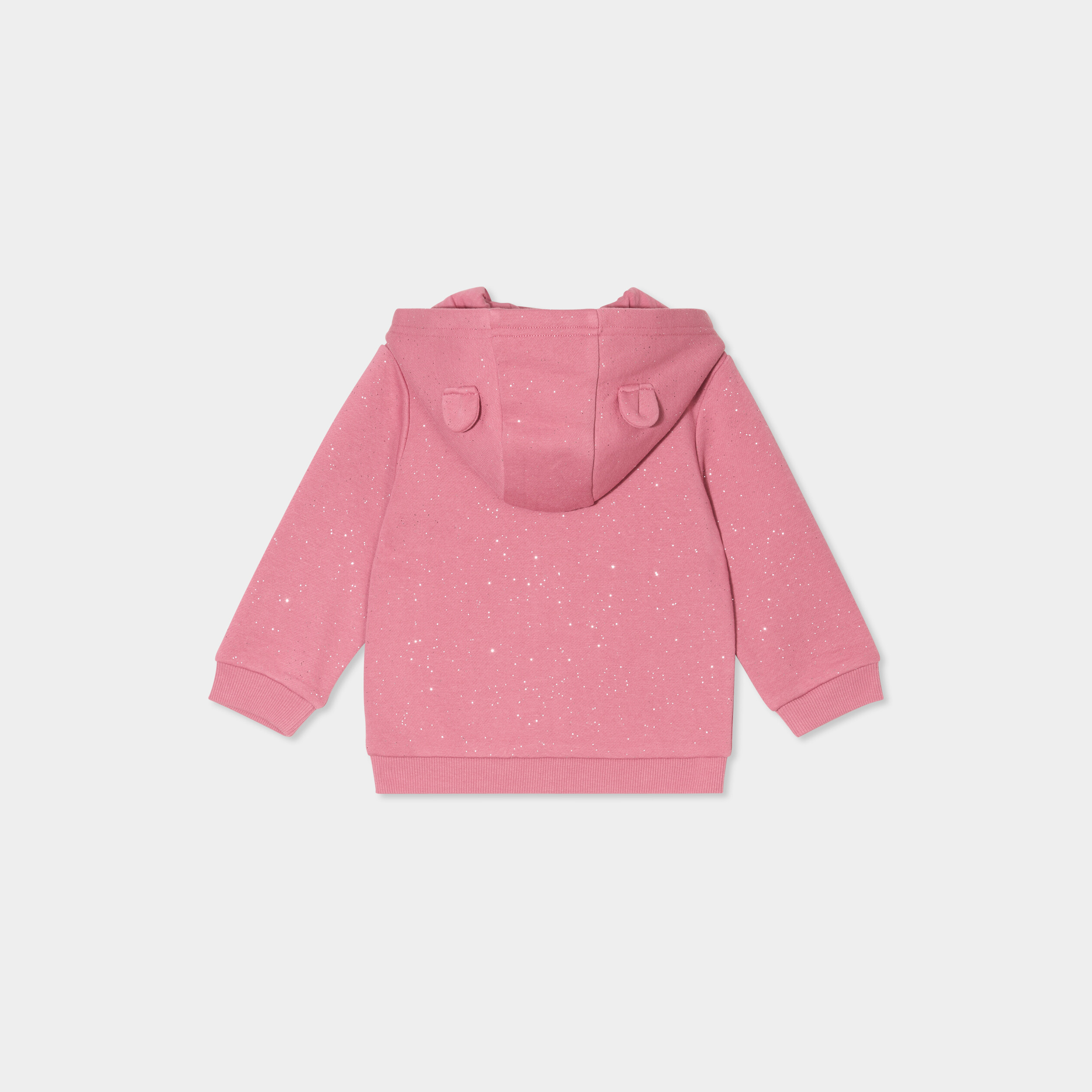 Sweat zipp&eacute; &agrave; capuche molletonn&eacute; vieux rose b&eacute;b&eacute; fille