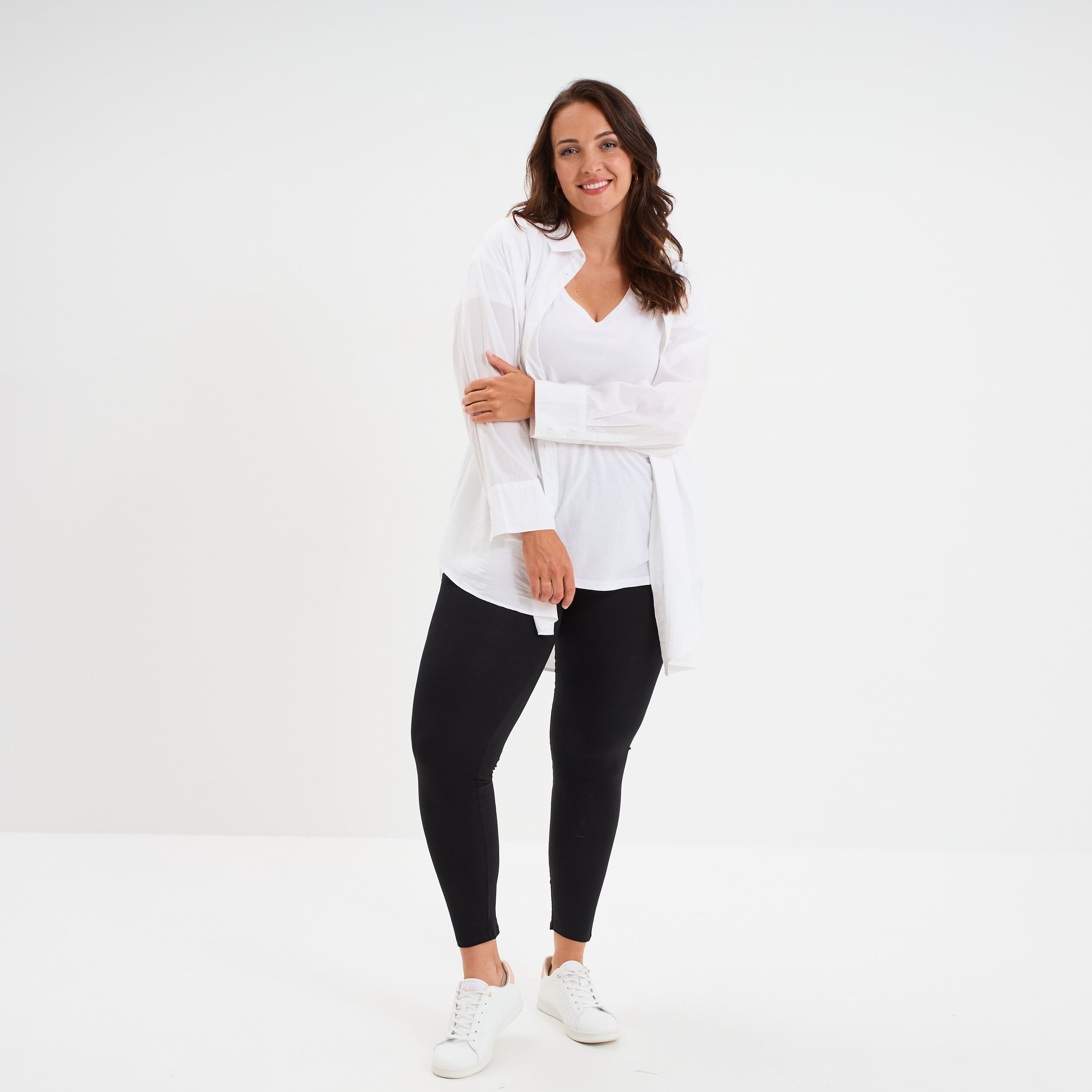 Legging avec taille &eacute;lastiqu&eacute;e noir femme grande taille
