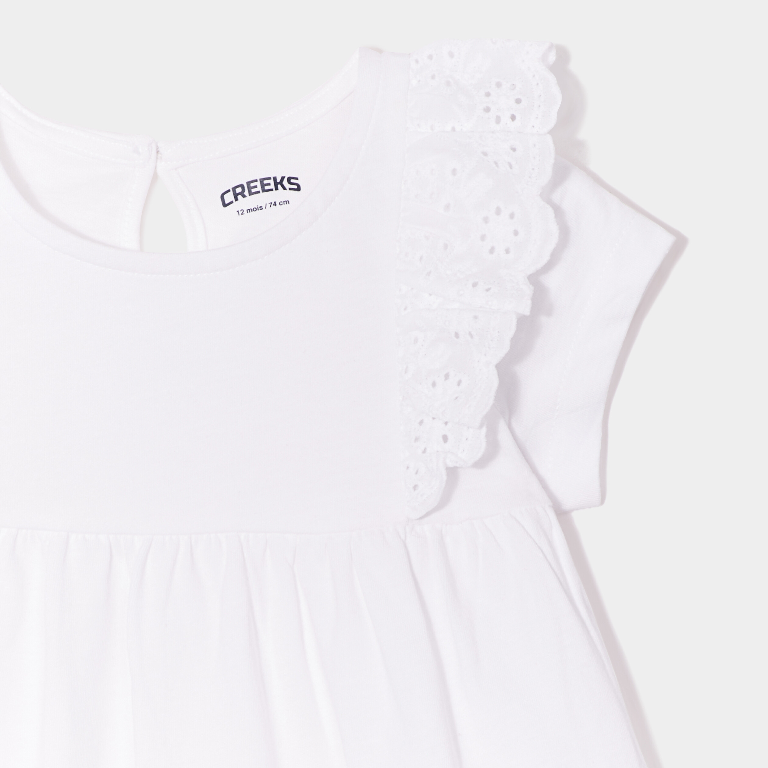 t shirt volants broderie anglaise coton blanc bebef T-shirt volants broderie anglaise coton blanc bébé fille