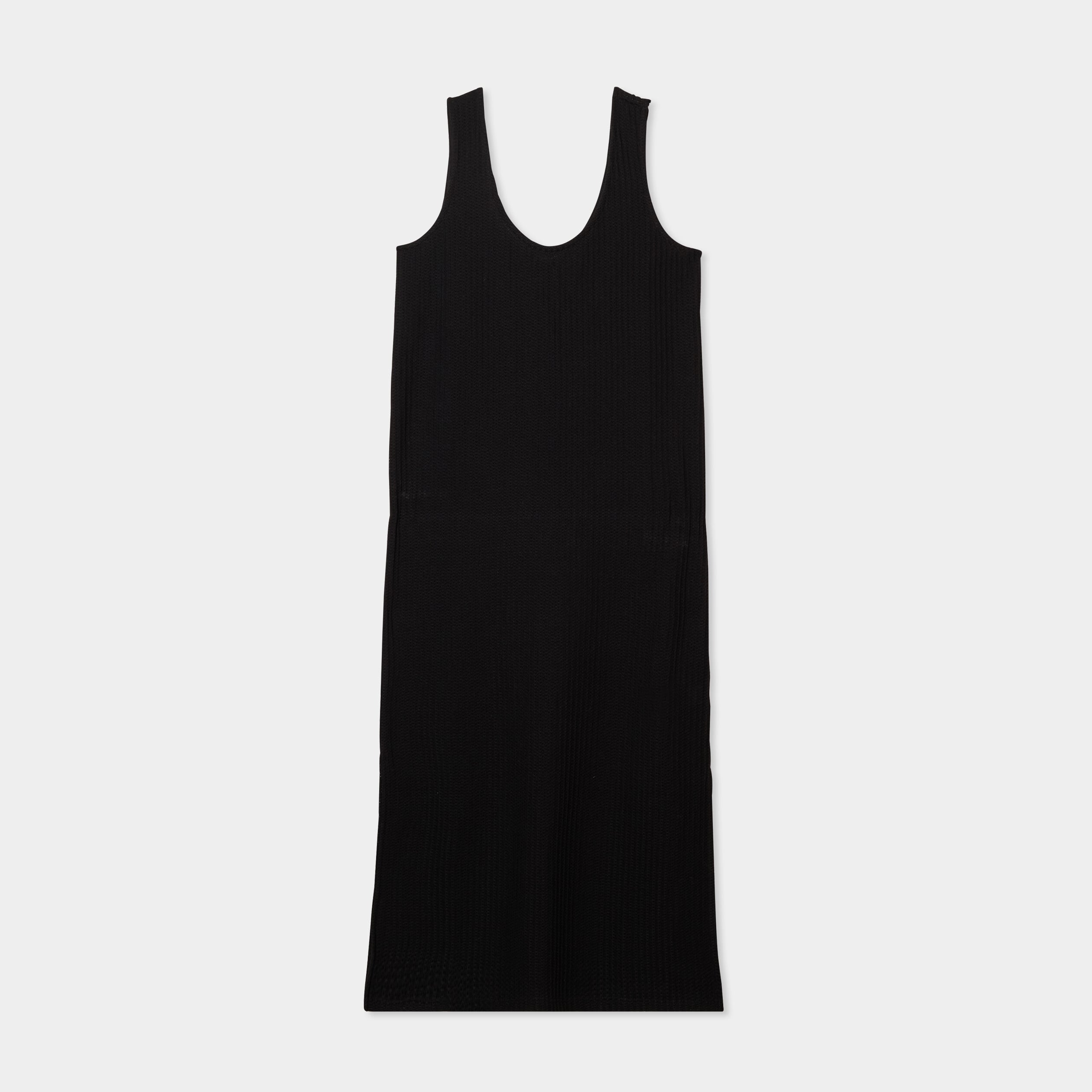 Robe longue en crochet bretelles larges noir femme