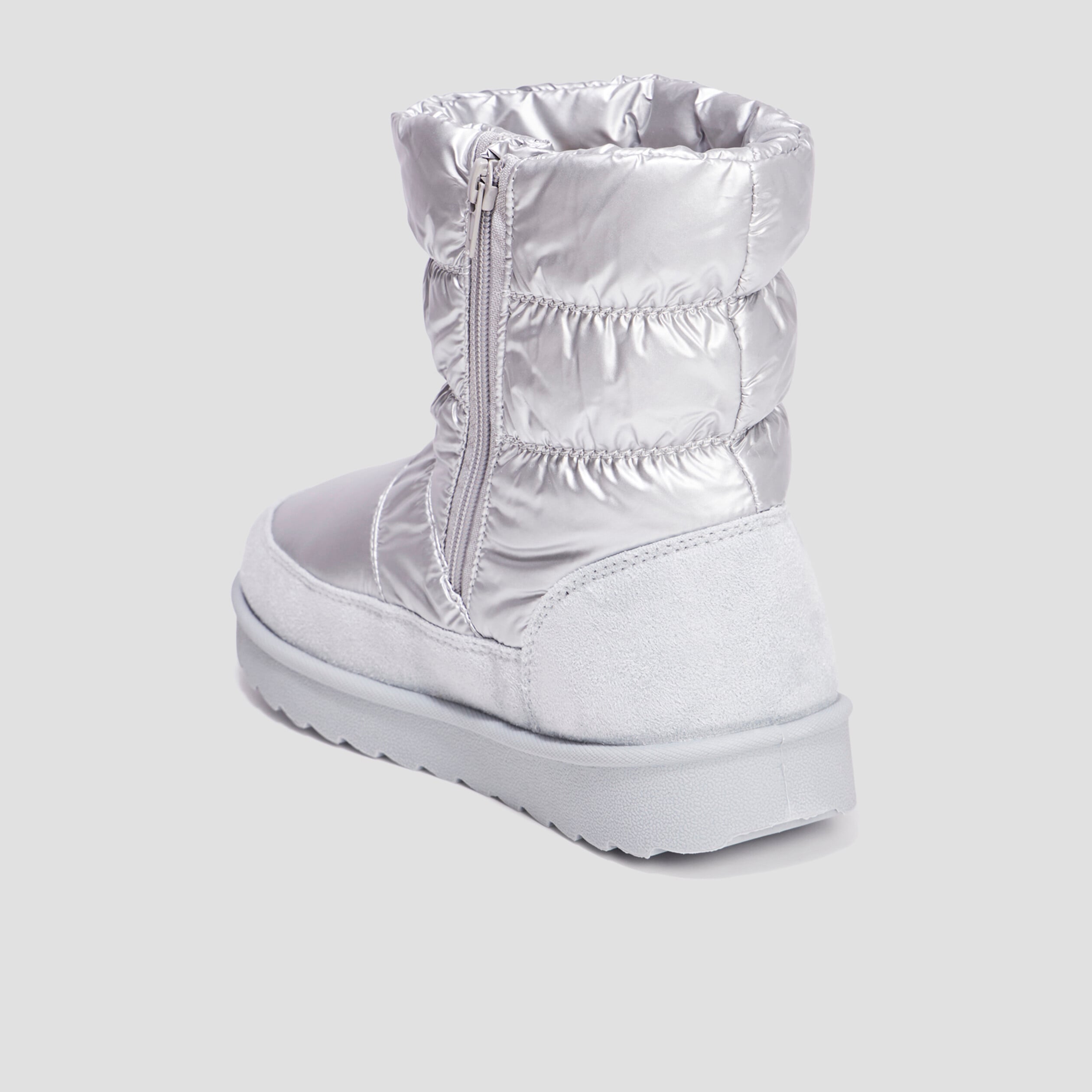 Bottines matelass&eacute;es doubl&eacute;es gris argent femme