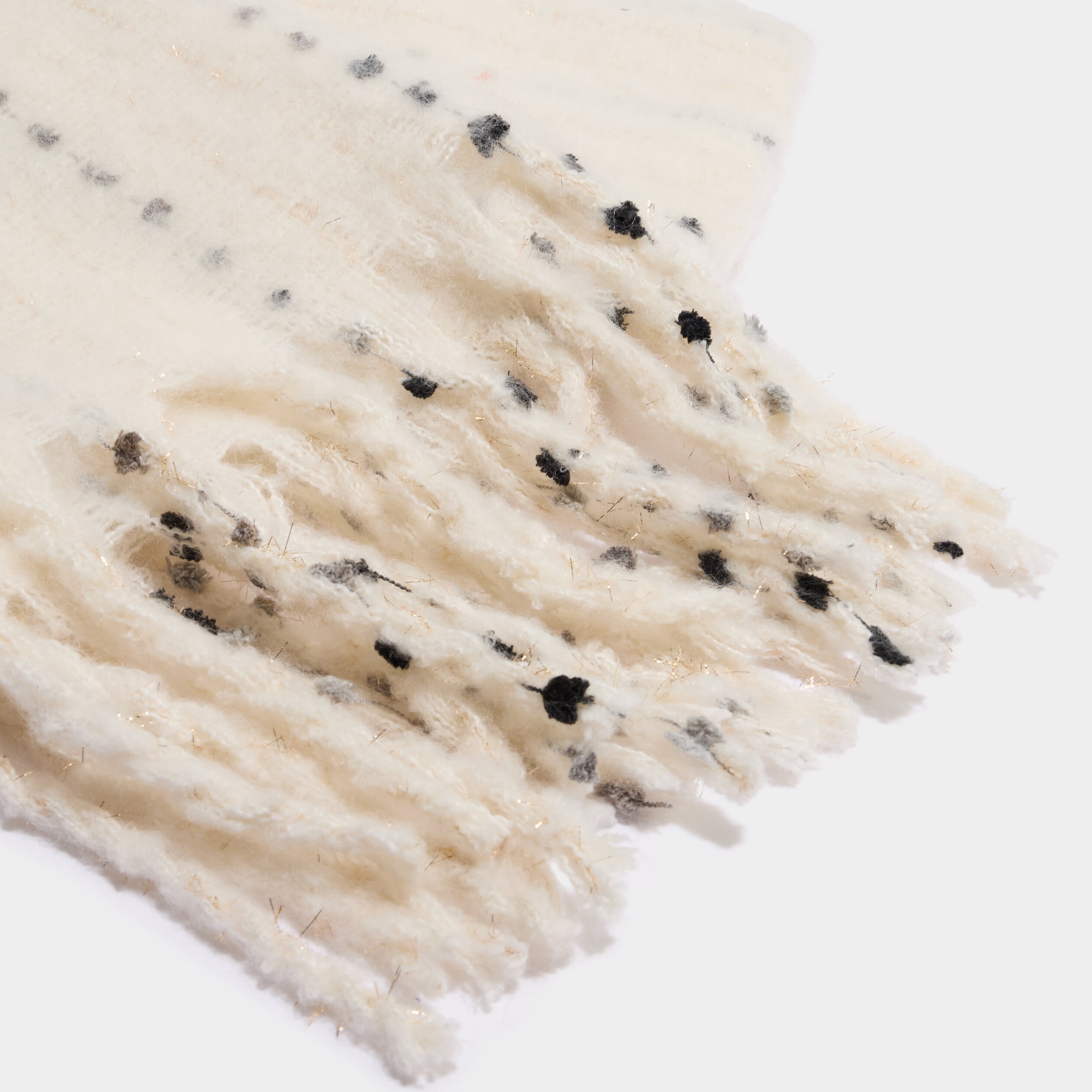 &Eacute;charpe &agrave; franges longues torsad&eacute;es ivoire femme