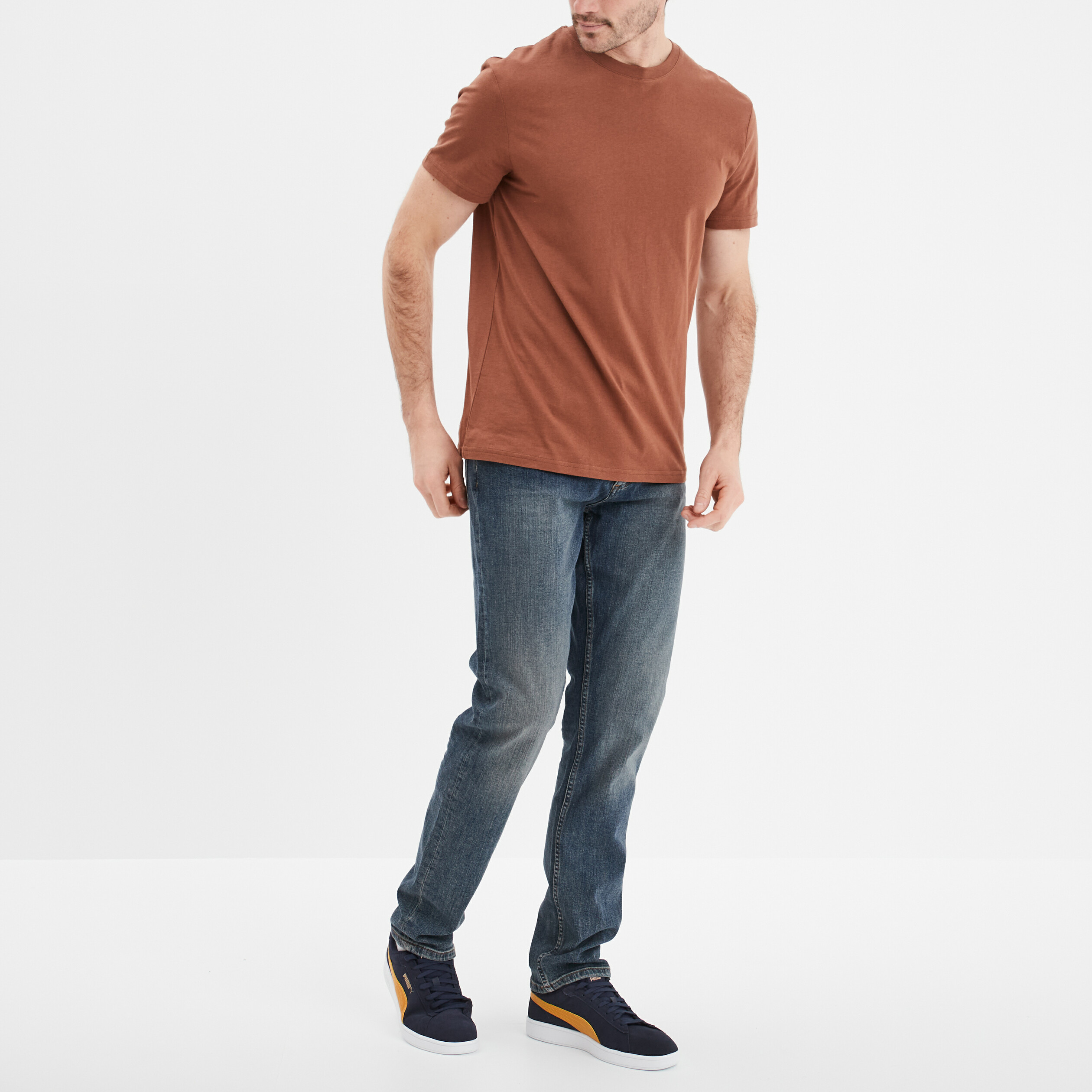 jeans straight 5 poches denim used homme Jeans straight 5 poches denim used homme