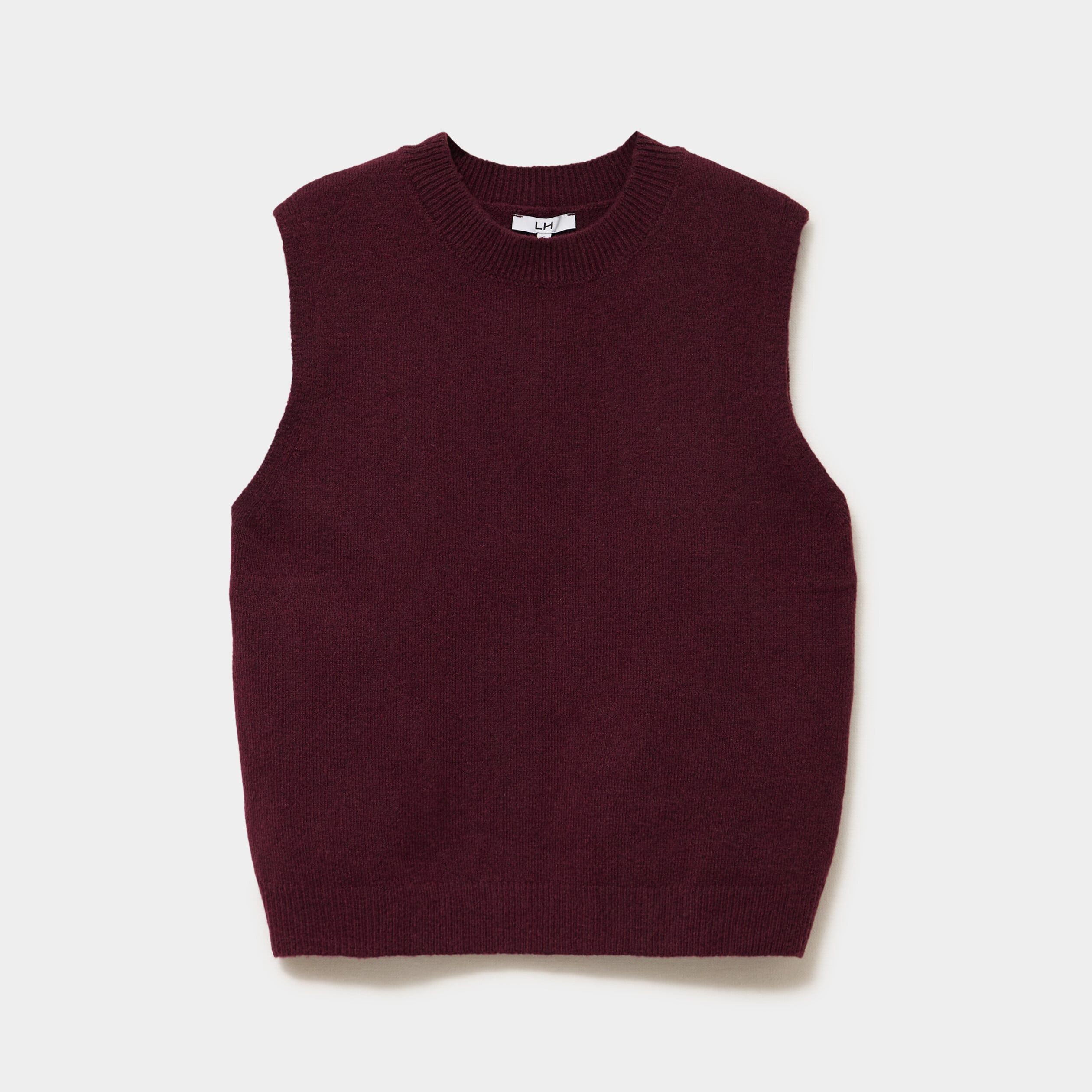 Pull sans manches col rond violet fonc&eacute; femme