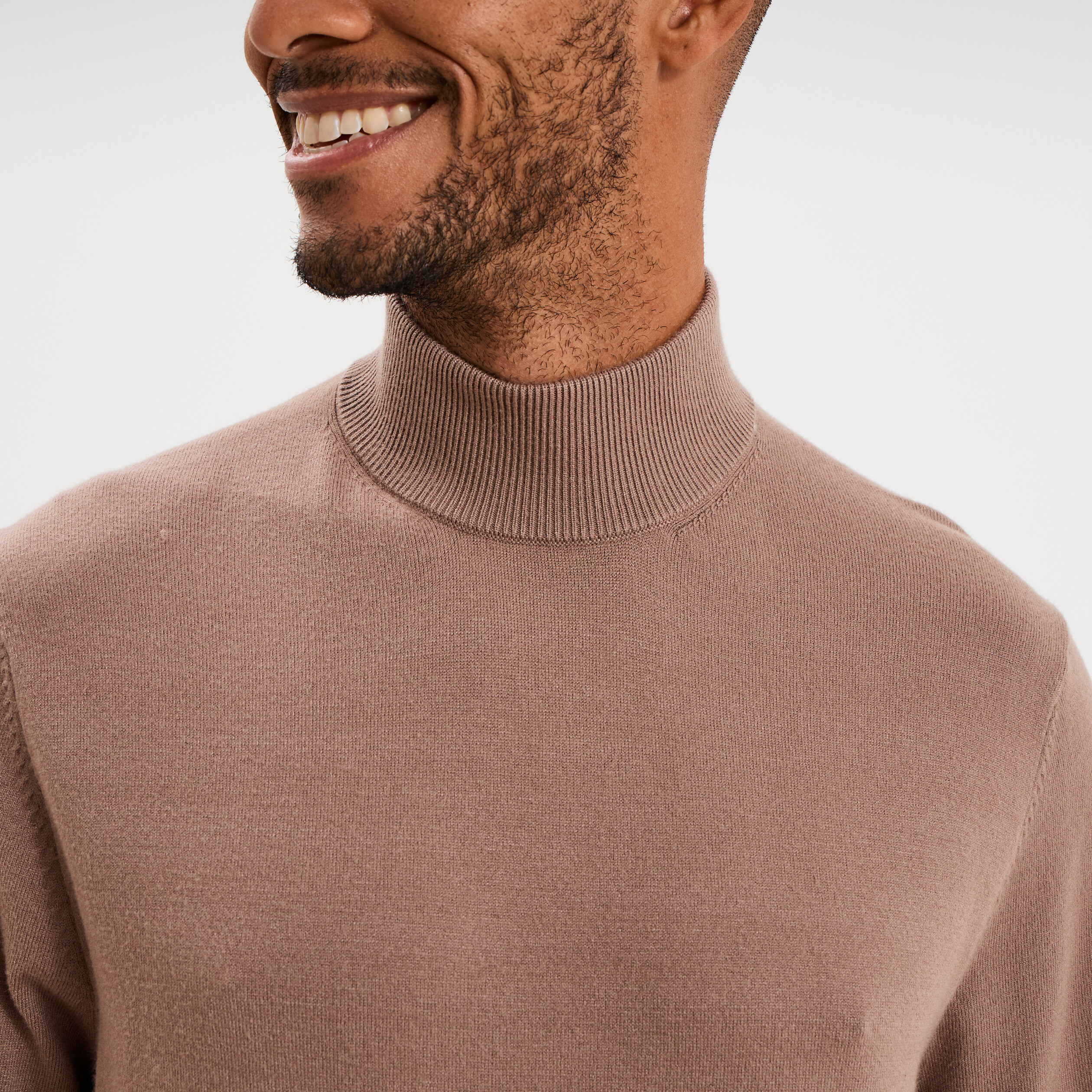 Pull col montant manches longues gris homme