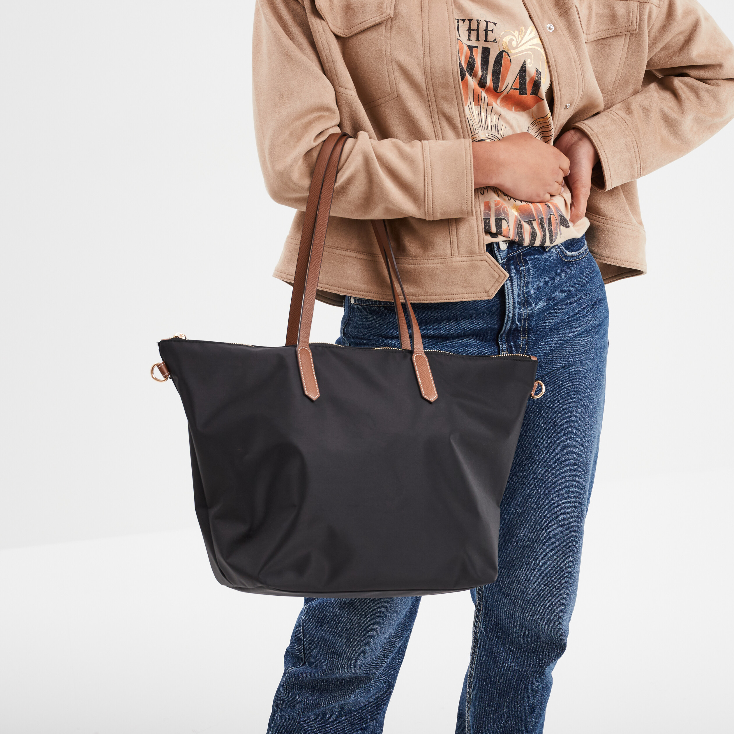 sac shopper avec bandouliere noir femme Sac shopper avec bandoulière noir femme