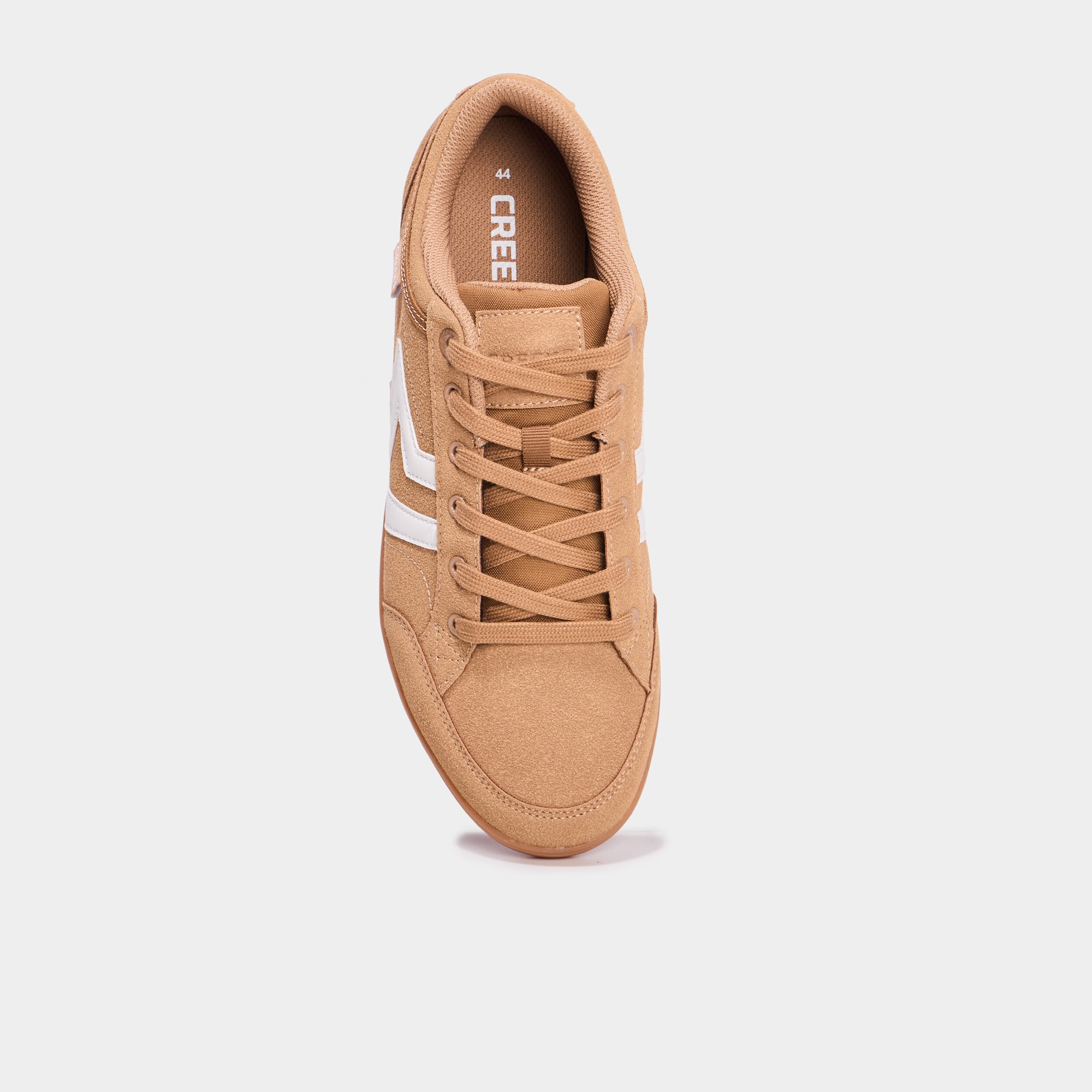 Tennis basses &agrave; lacets effet su&eacute;dine marron clair homme