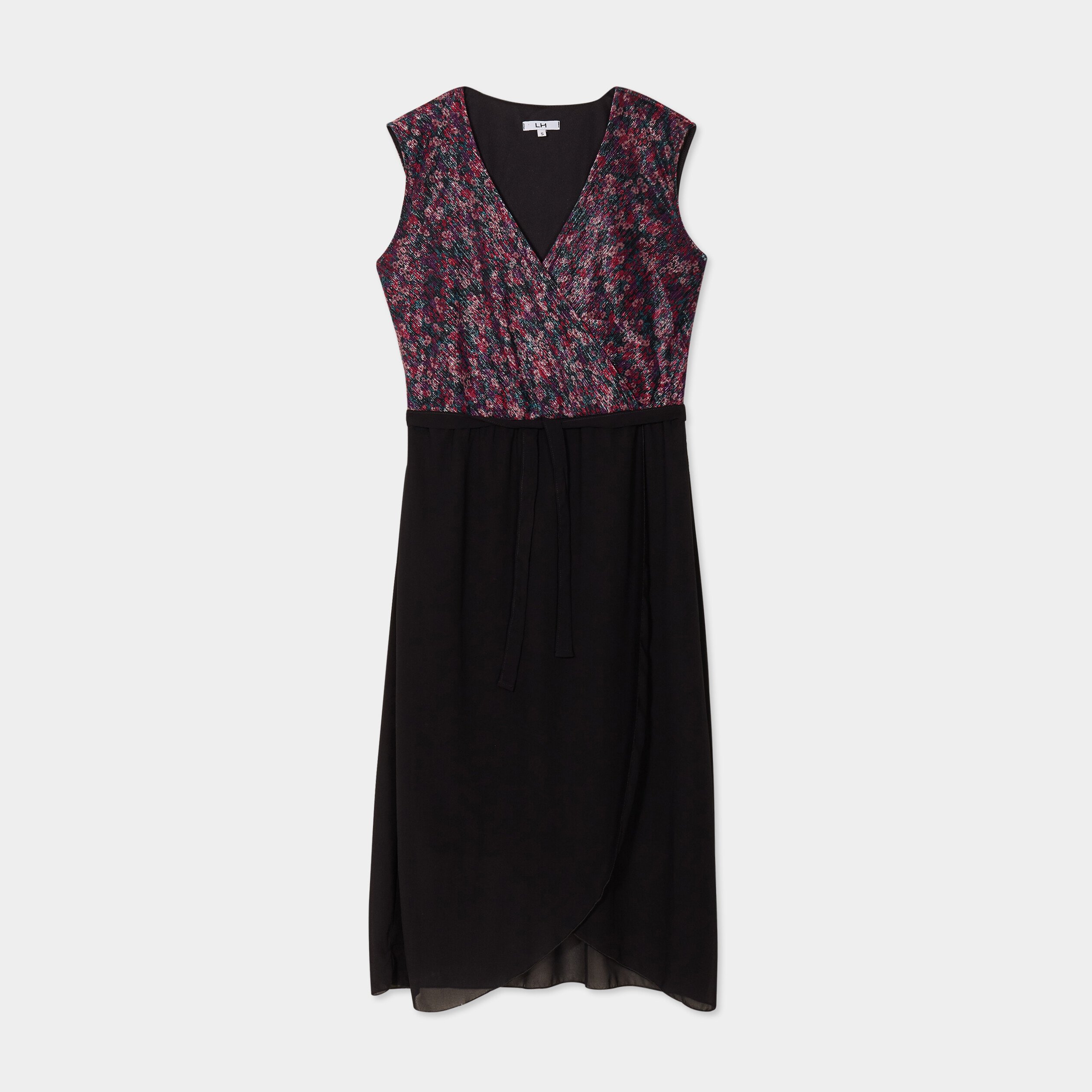 robe fluide col cache coeur ceinturee noir femme Robe fluide col cache-coeur ceinturée noir femme