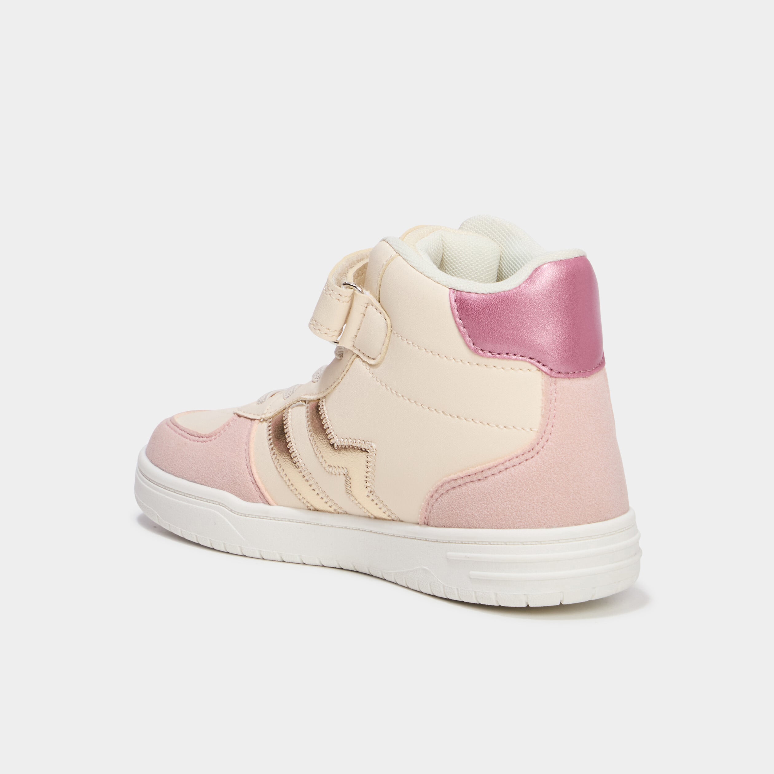 Baskets montantes avec scratchs creme fille