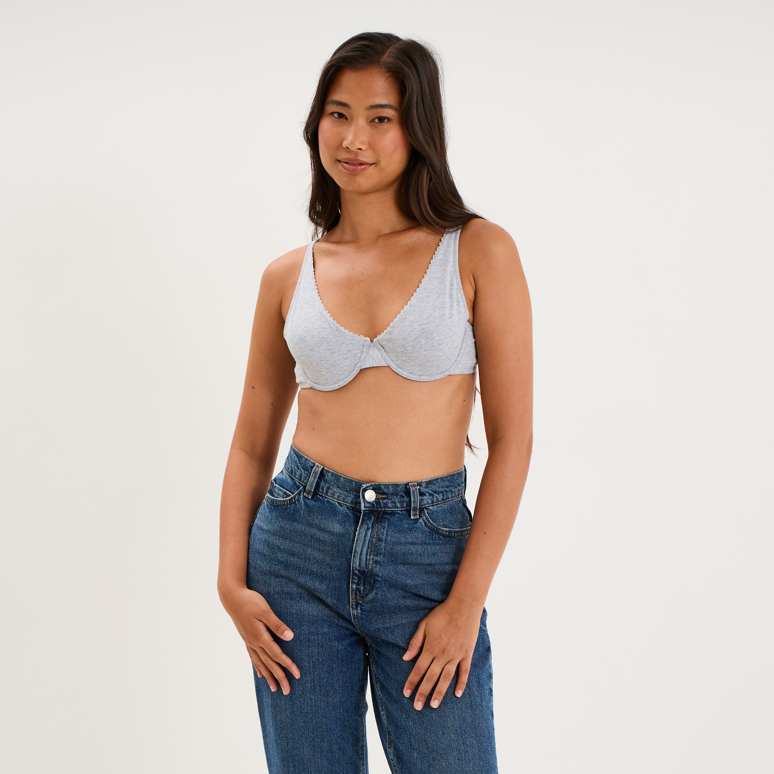 Soutien-gorge foulard coton majoritaire gris clair femme