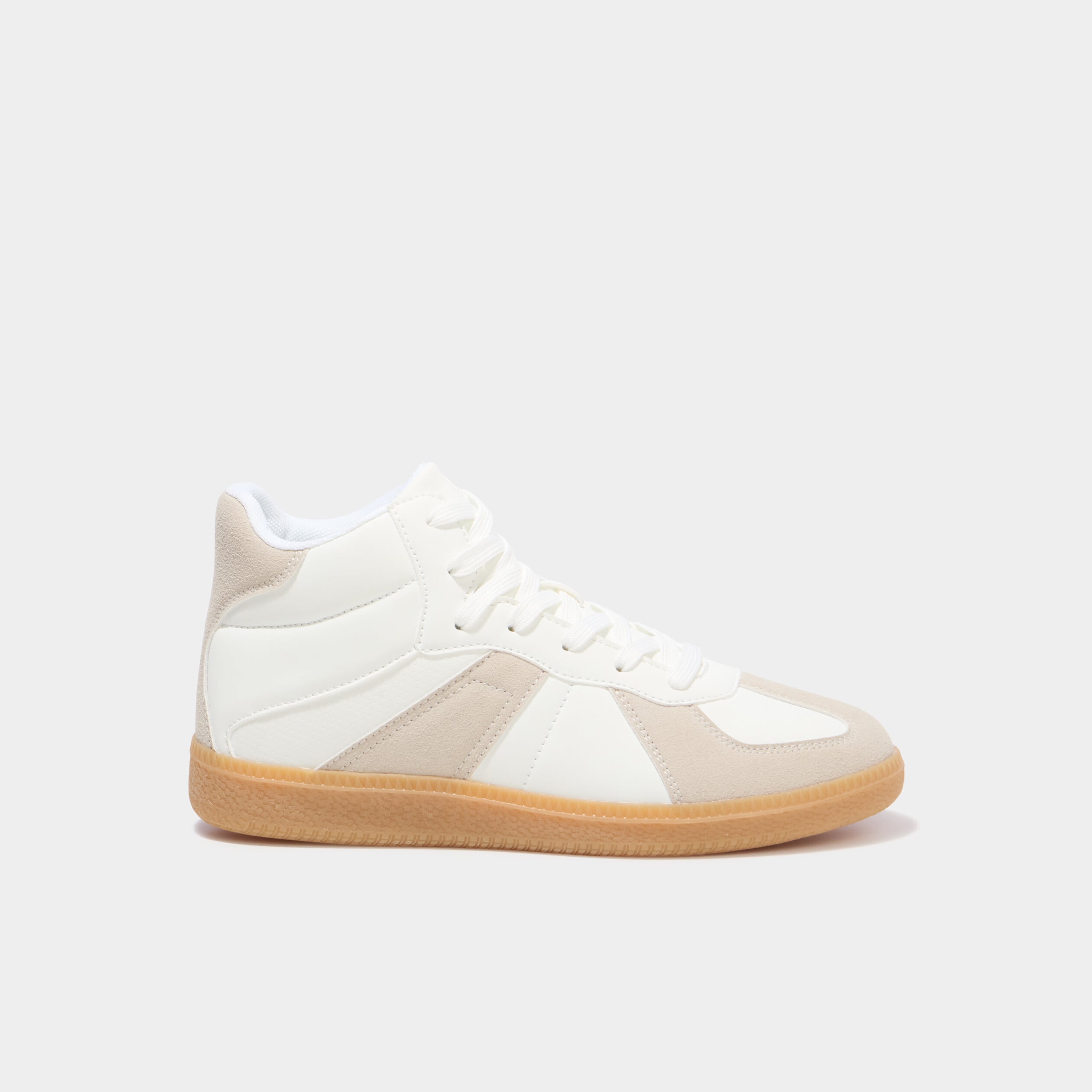 Baskets montantes &agrave; lacets blanc femme