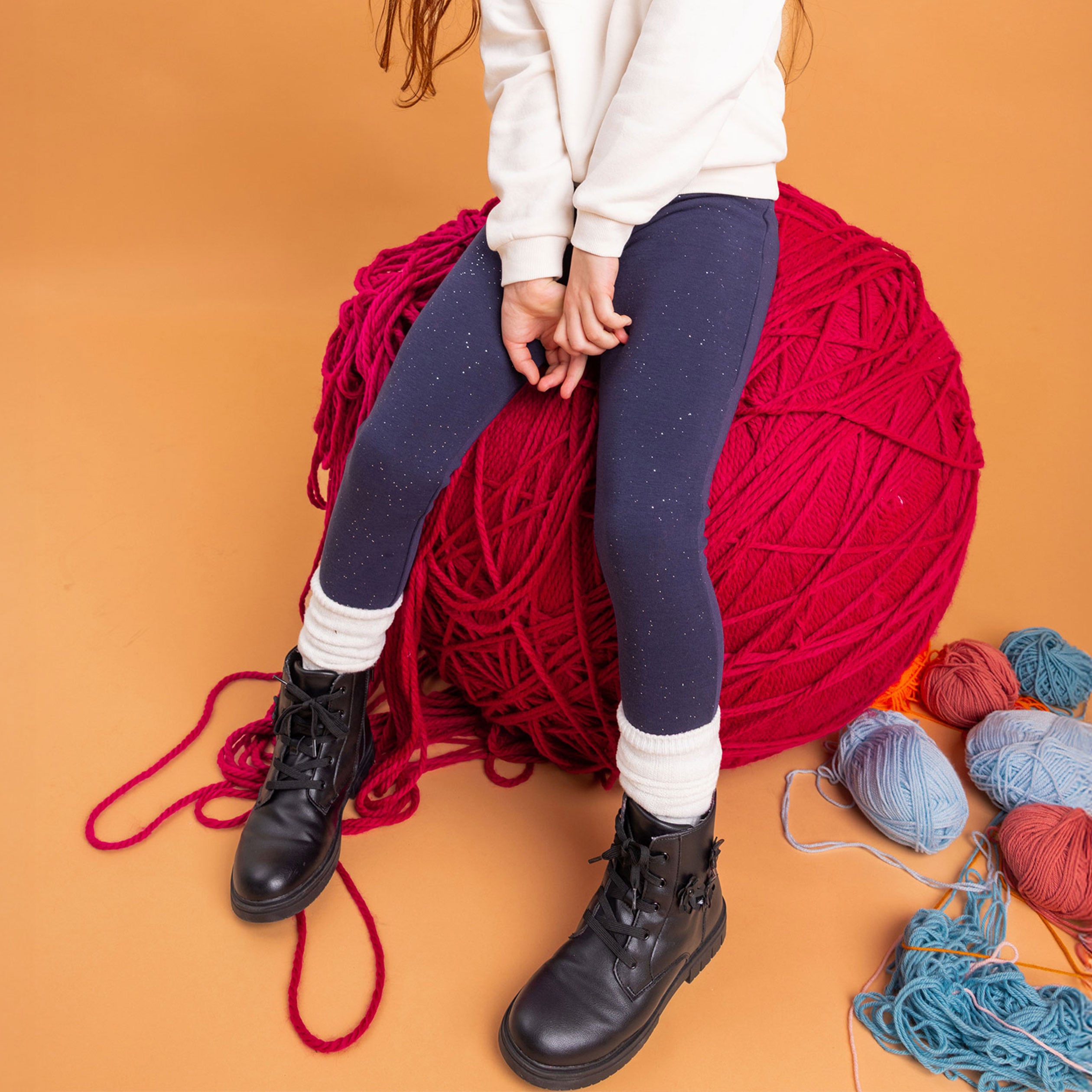 Legging doubl&eacute; chaud bleu marine fille