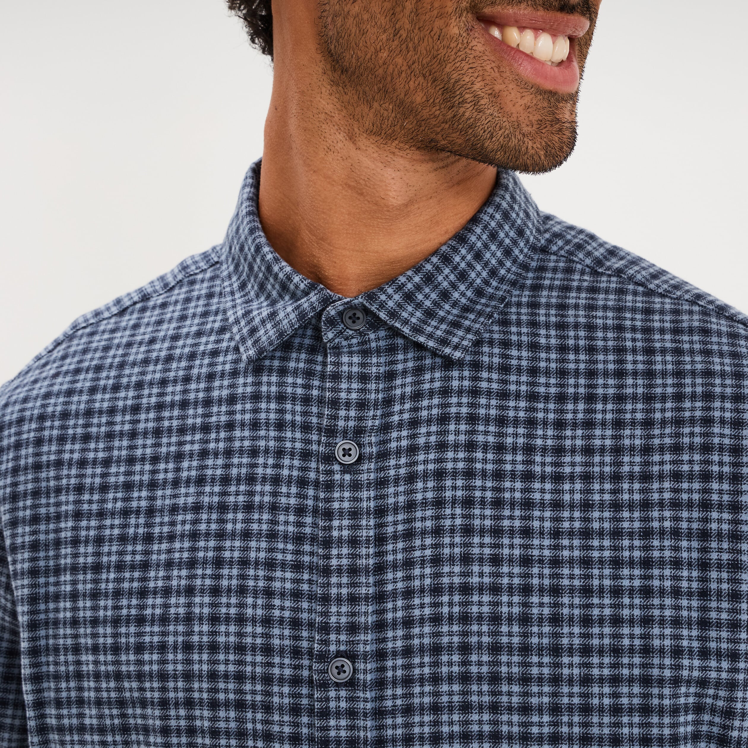 Chemise manches longues coton bleu marine homme