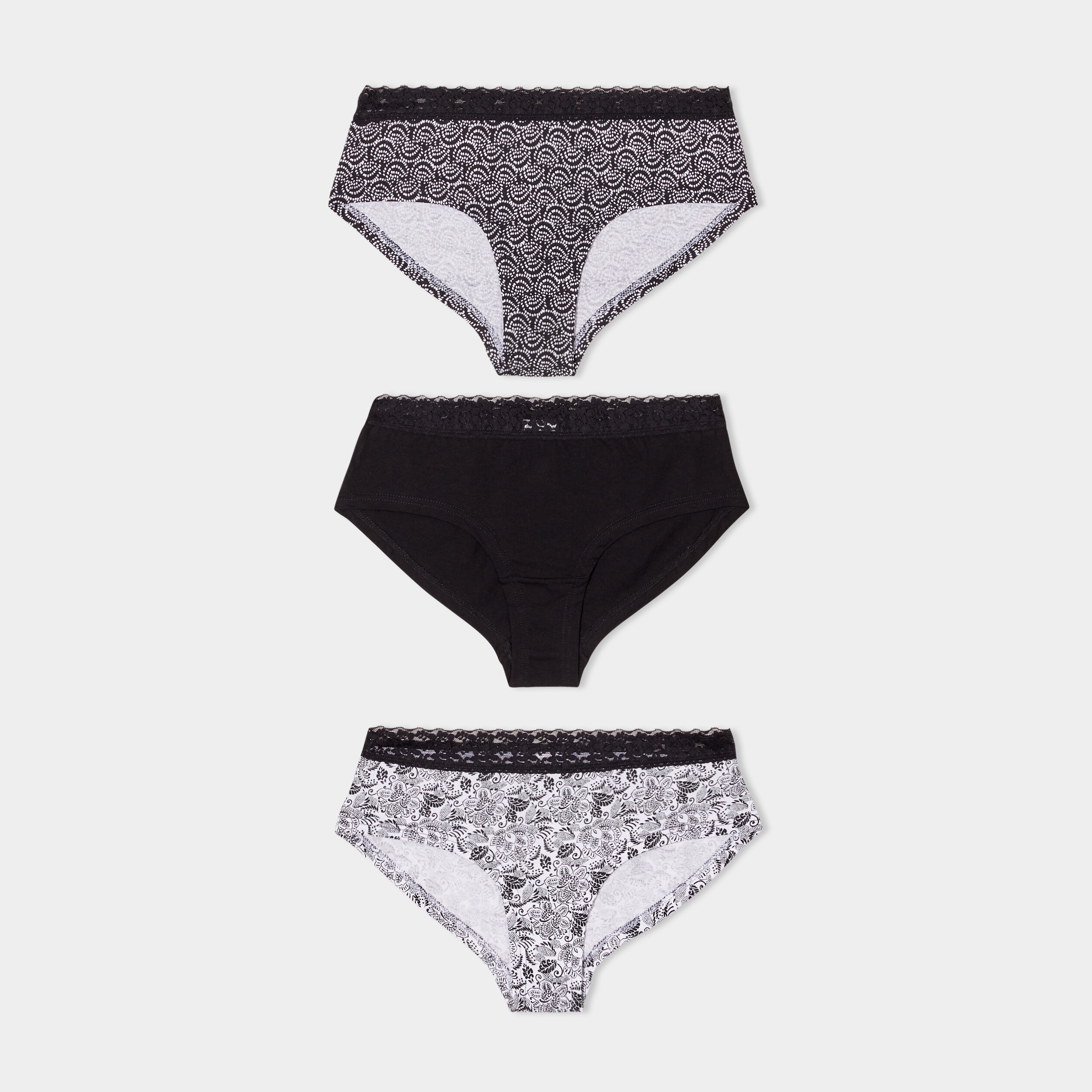 Lot 3 shortys coton noir femme
