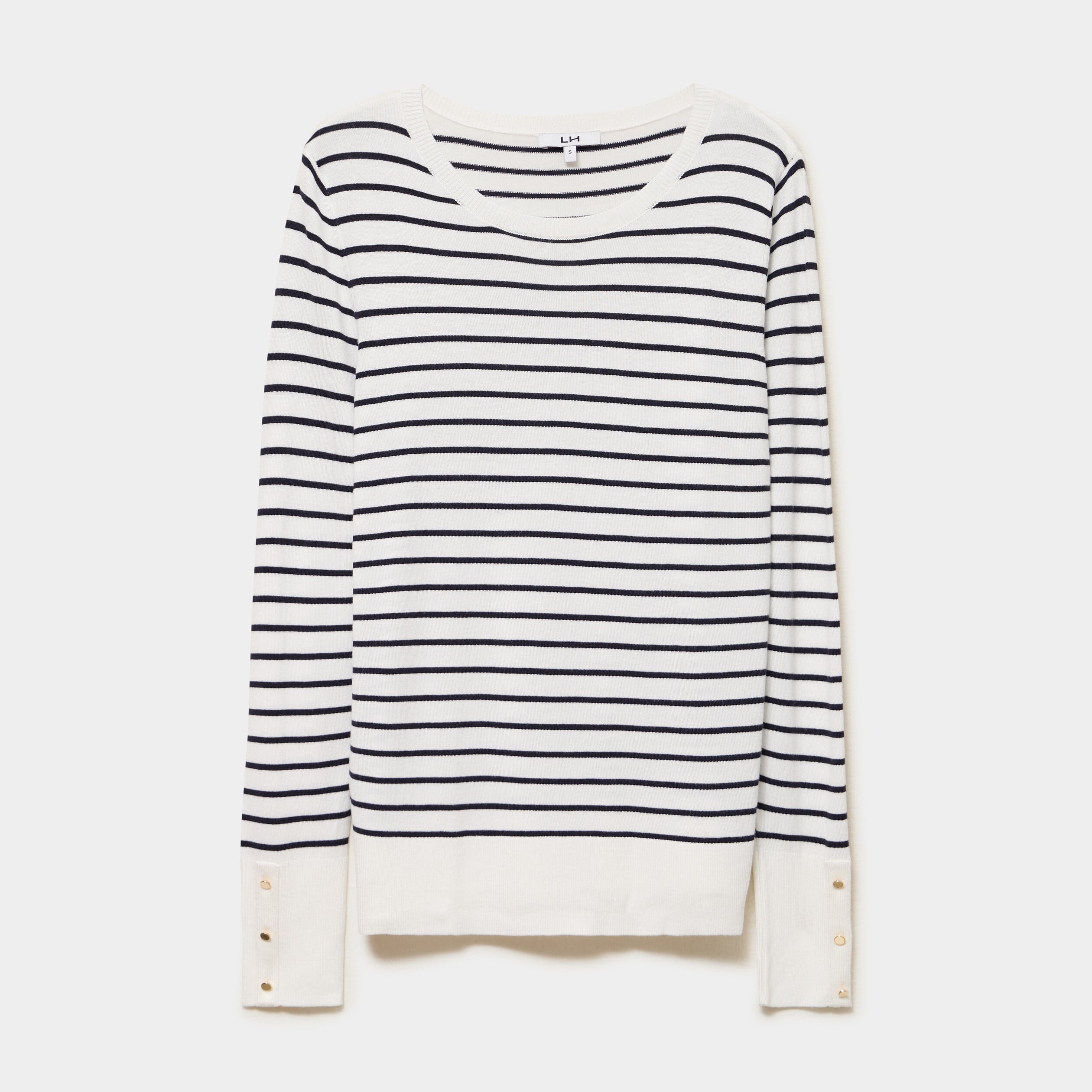 Pull col rond boutons aux poignets beige femme