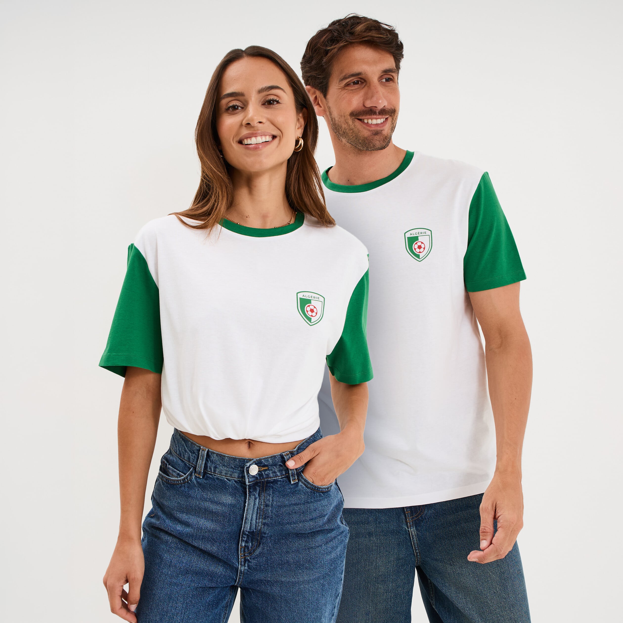 T-shirt maillot de football Alg&eacute;rie blanc mixte