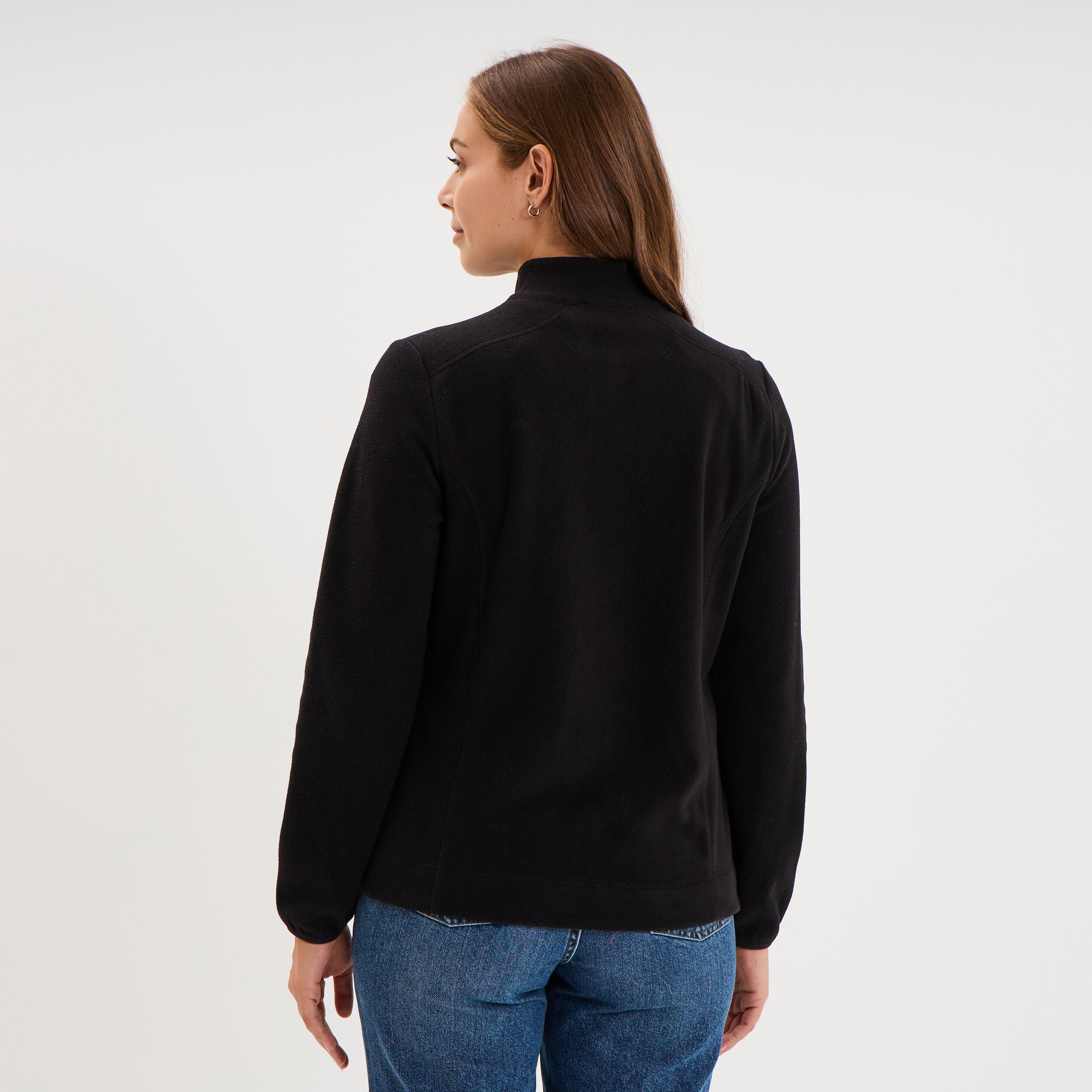 Gilet polaire zipp&eacute; manches longues noir femme