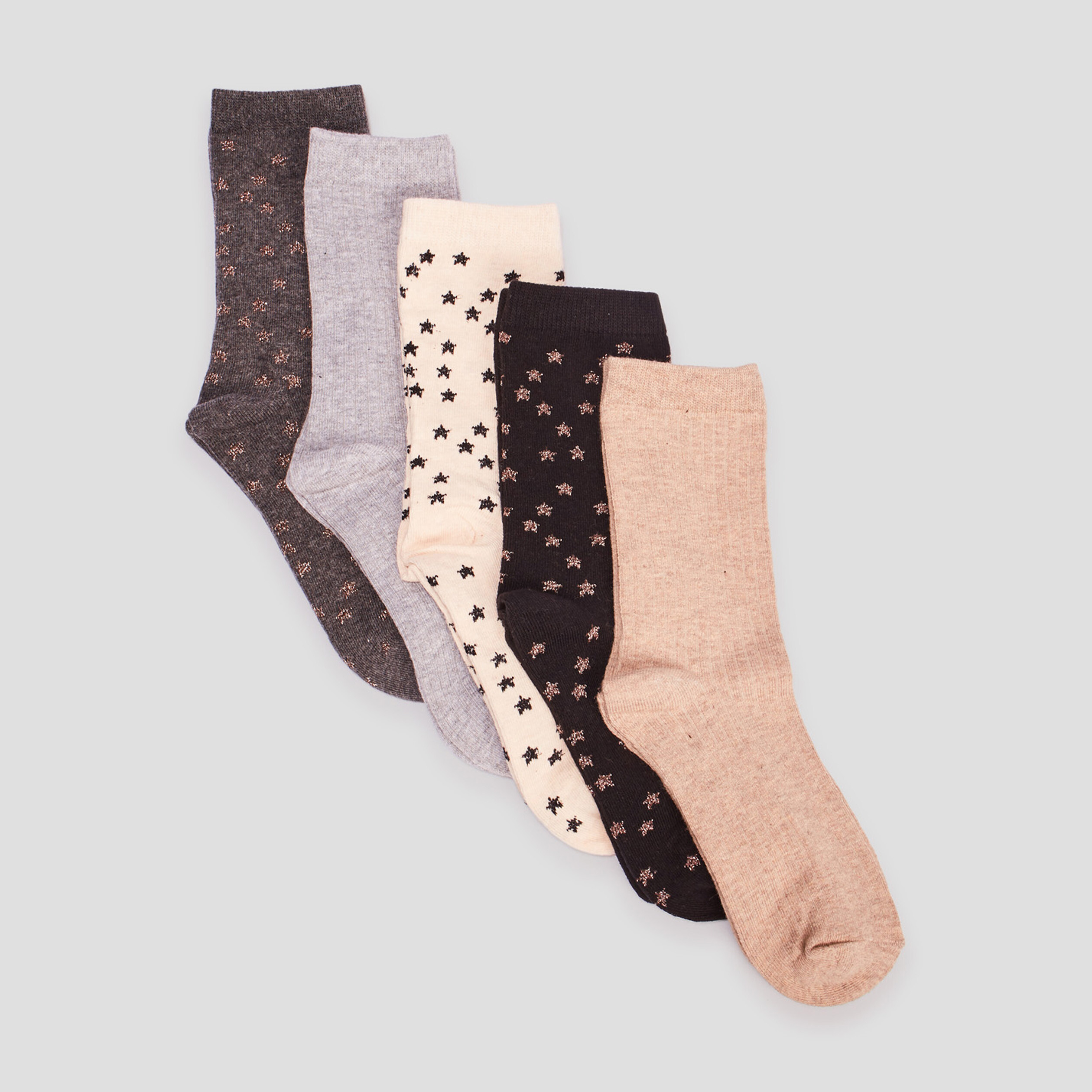 Lot 5 paires chaussettes multicolore femme