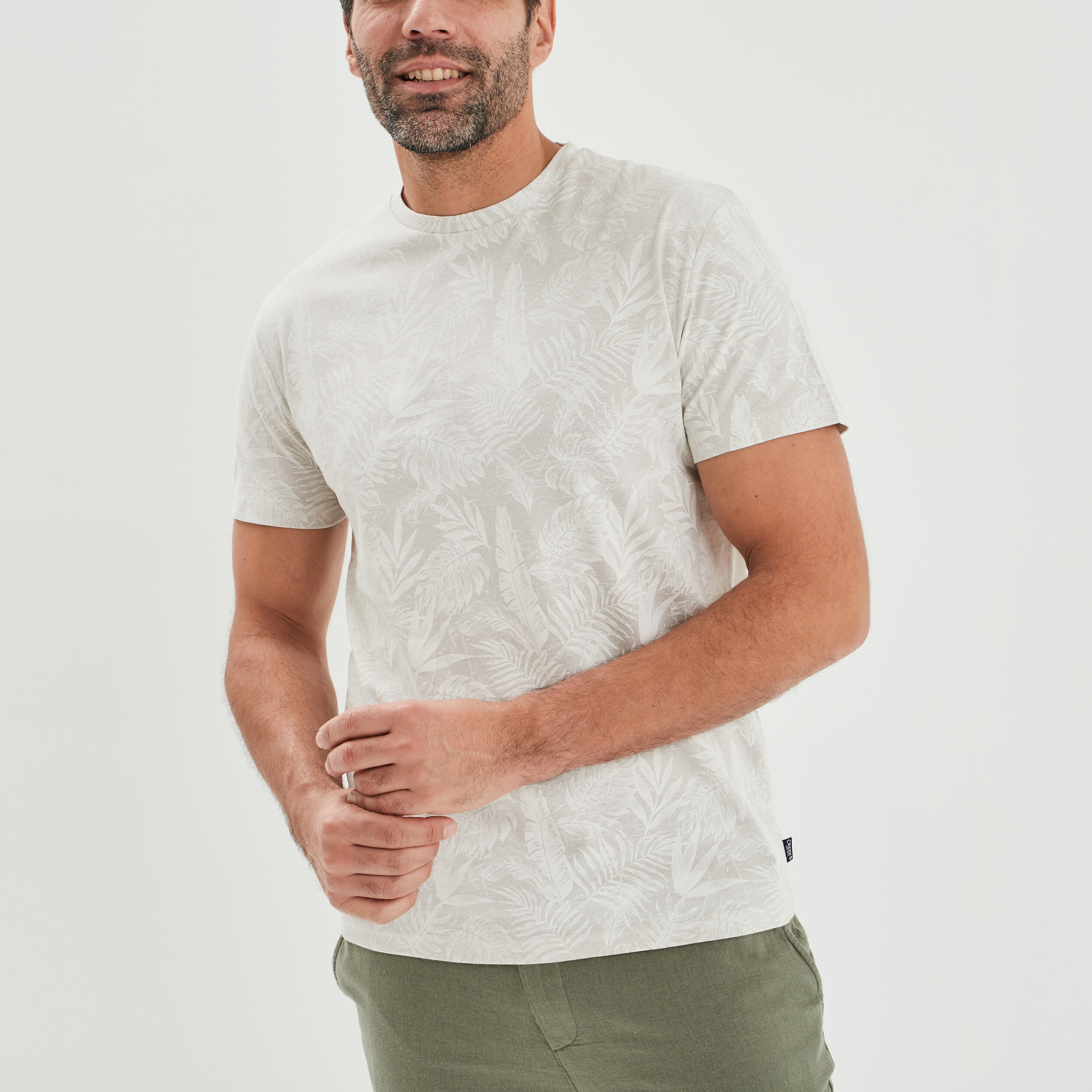 t shirt manches courtes col rond beige homme T-shirt manches courtes col rond beige homme