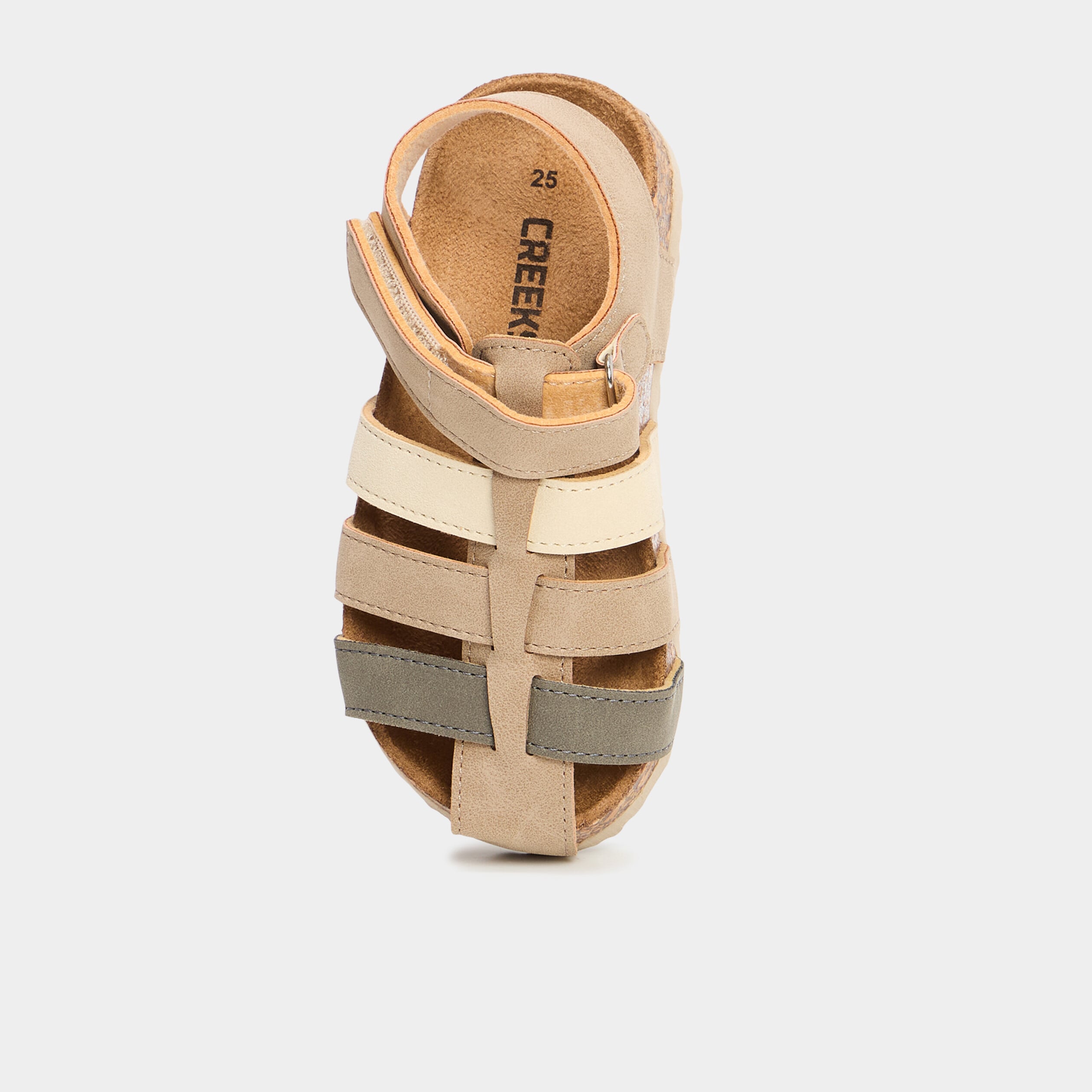 Sandales bout ferm&eacute; avec scratchs marron clair gar&ccedil;on