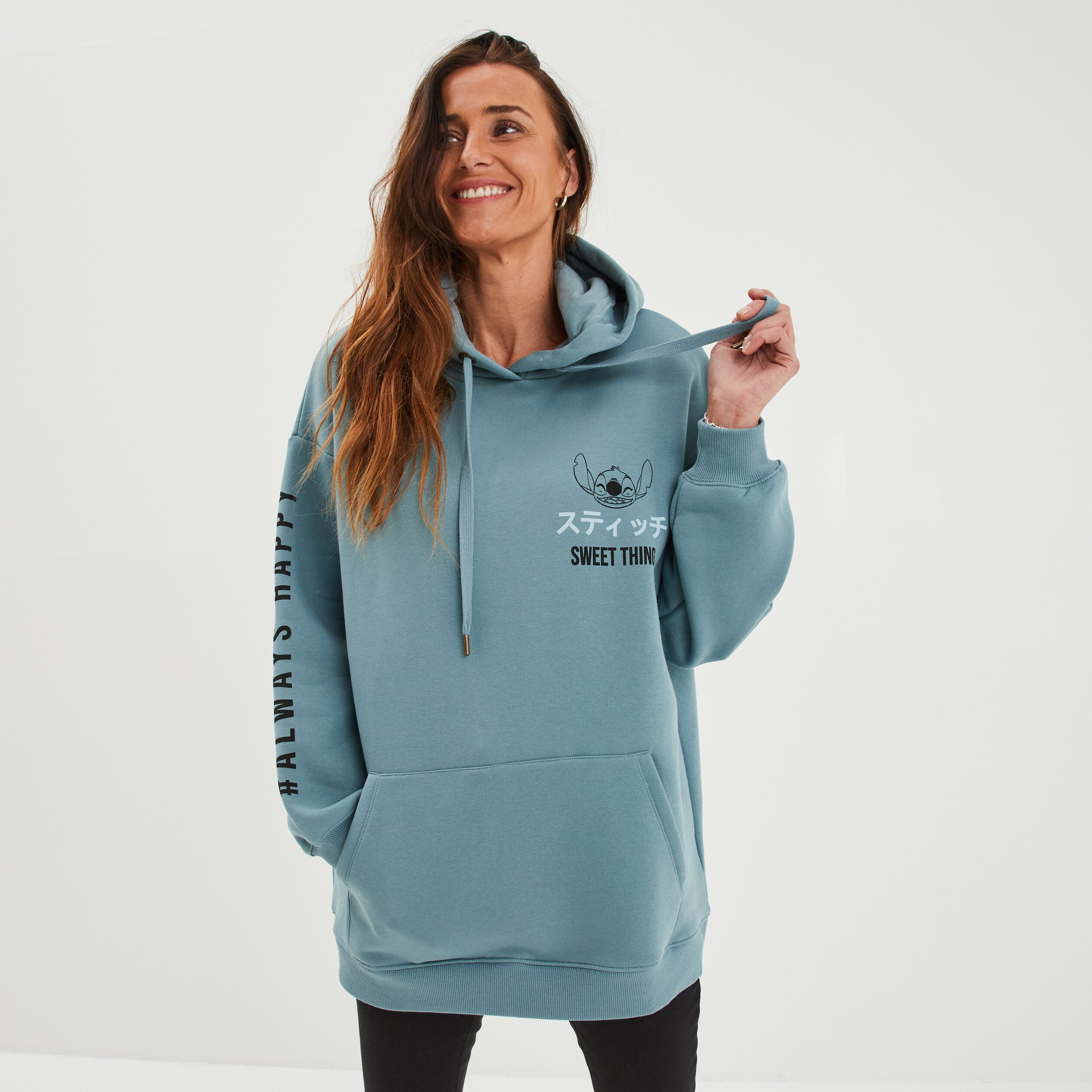 Sweat à capuche hoodie oversize Stitch bleu femme