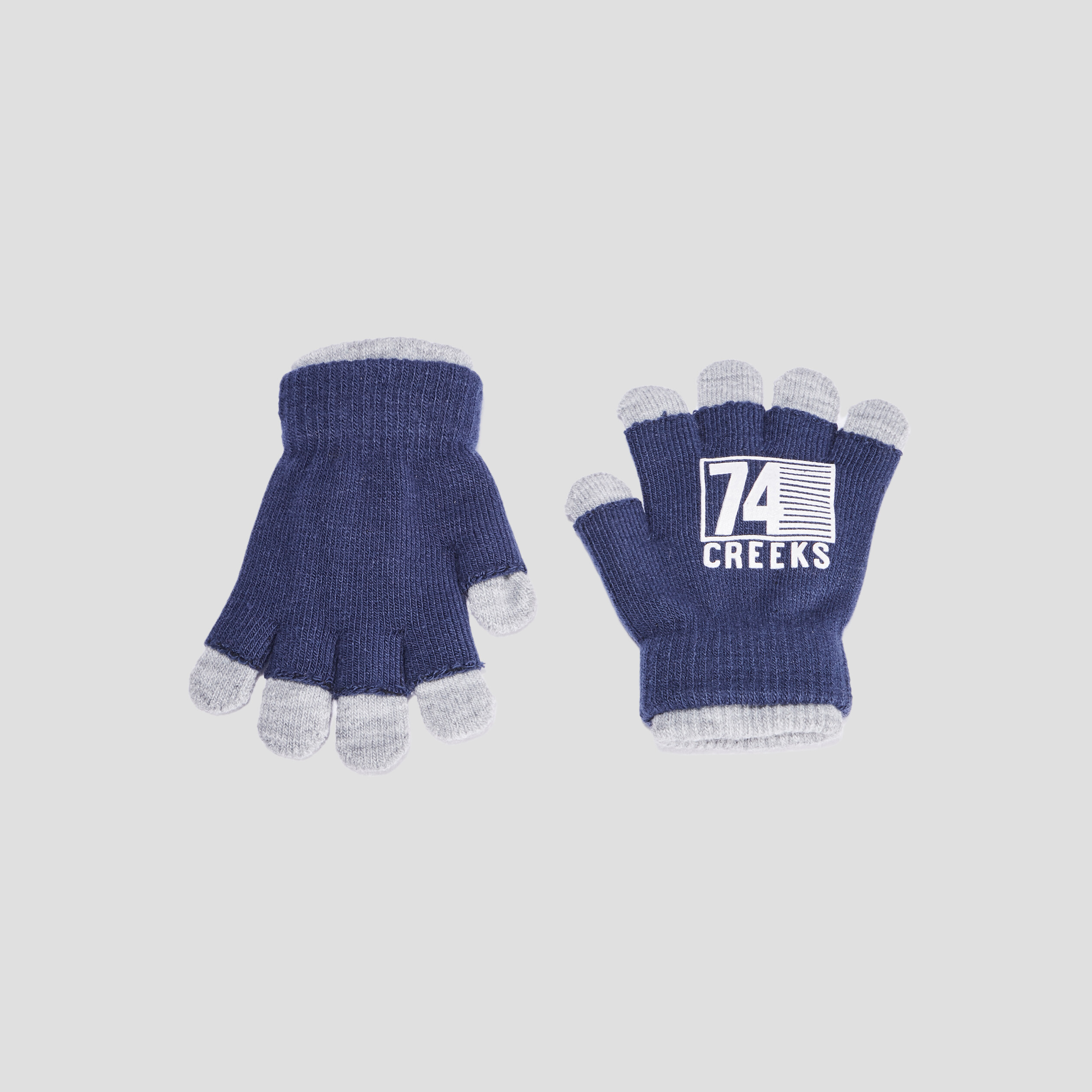 Gants 2-en-1 tricot&eacute;s bleu marine gar&ccedil;on