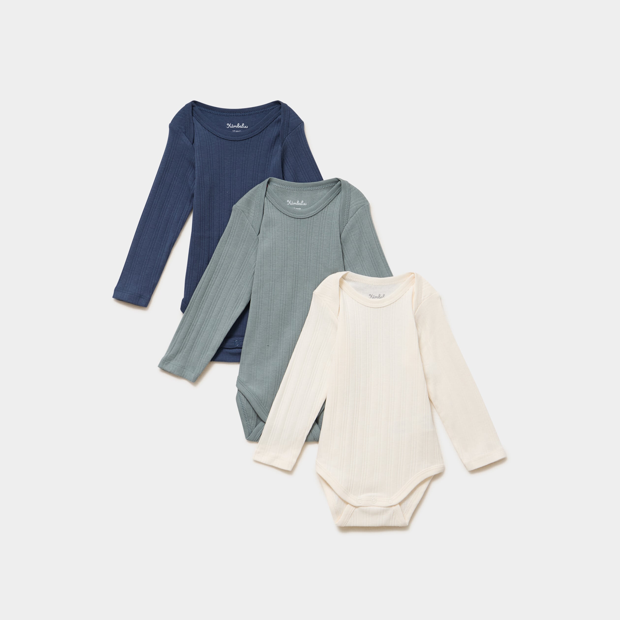Lot 3 bodies coton manches longues vert pastel b&eacute;b&eacute;