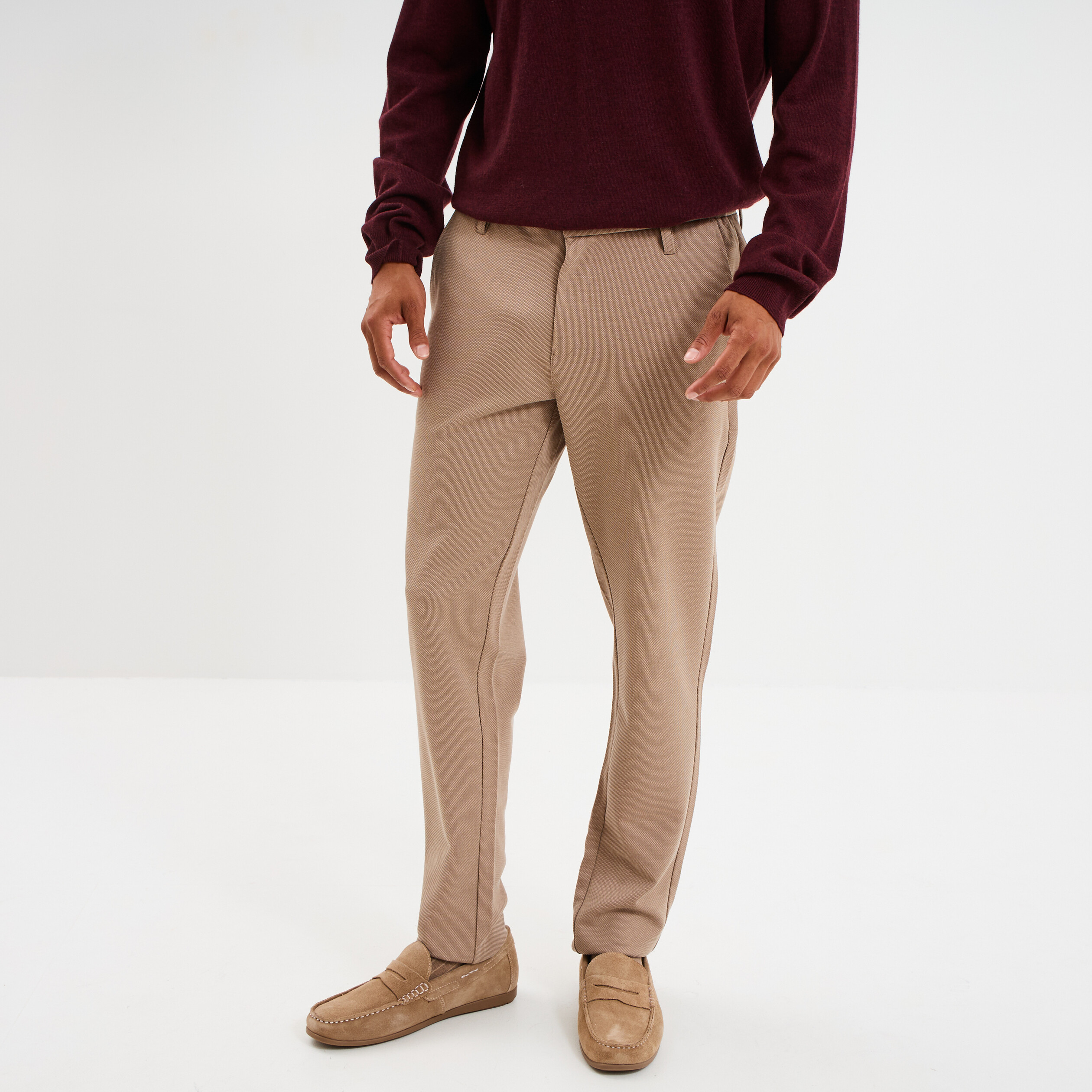 Pantalon chino slim taupe homme