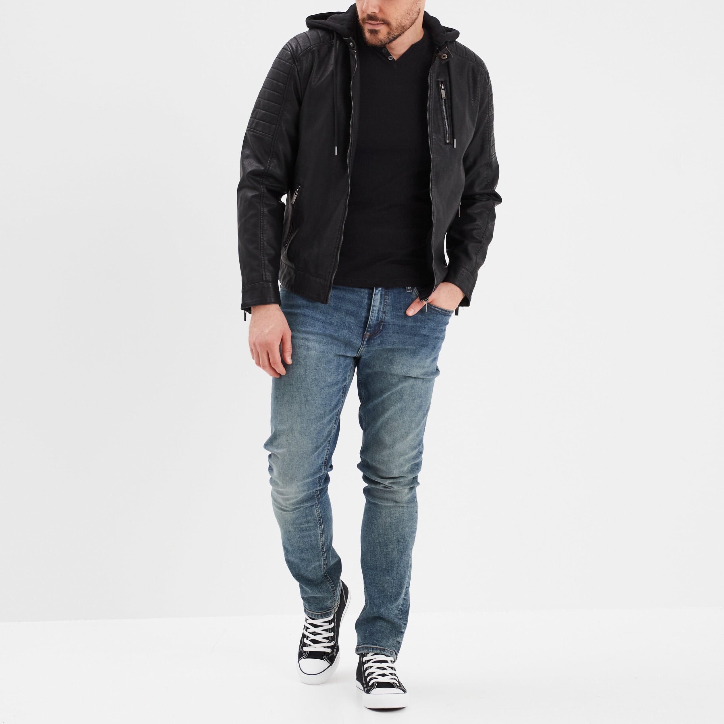 Jeans straight 5 poches Liberto denim dirty homme