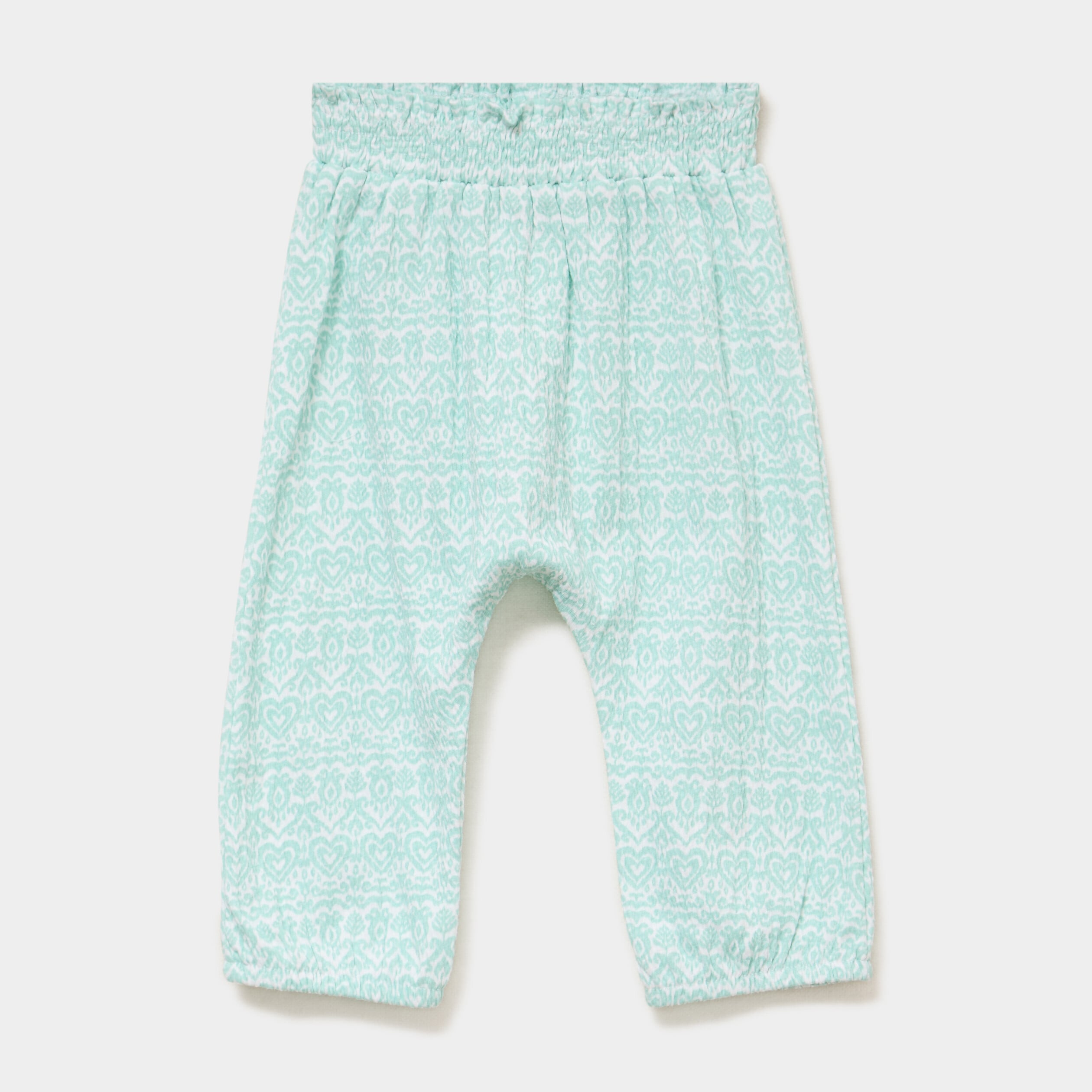 Pantalon fluide taille &eacute;lastiqu&eacute;e coton vert pastel b&eacute;b&eacute; fille