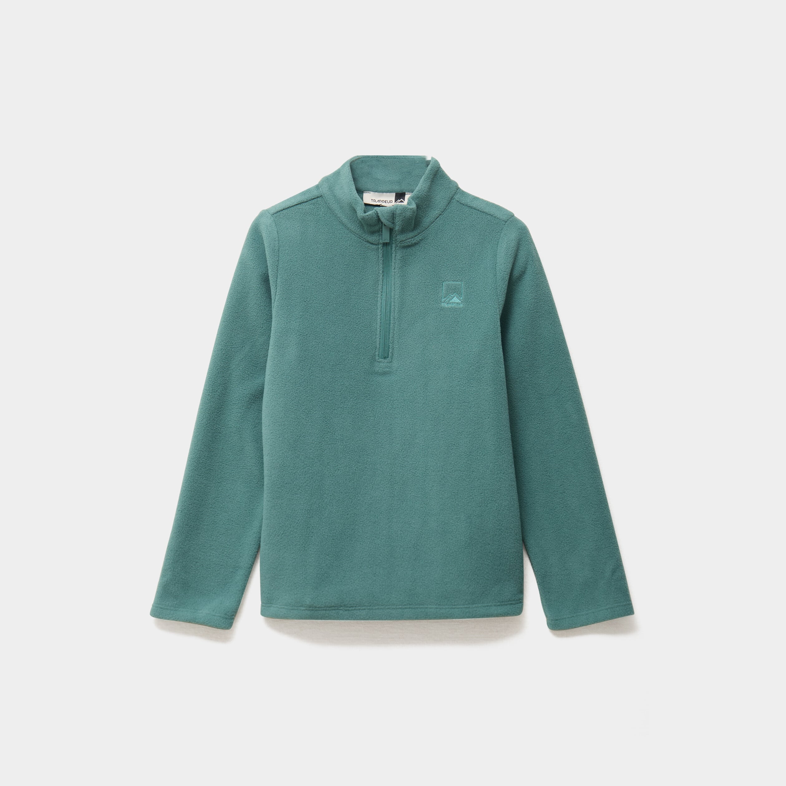 Sweat polaire col camionneur vert fonc&eacute; gar&ccedil;on