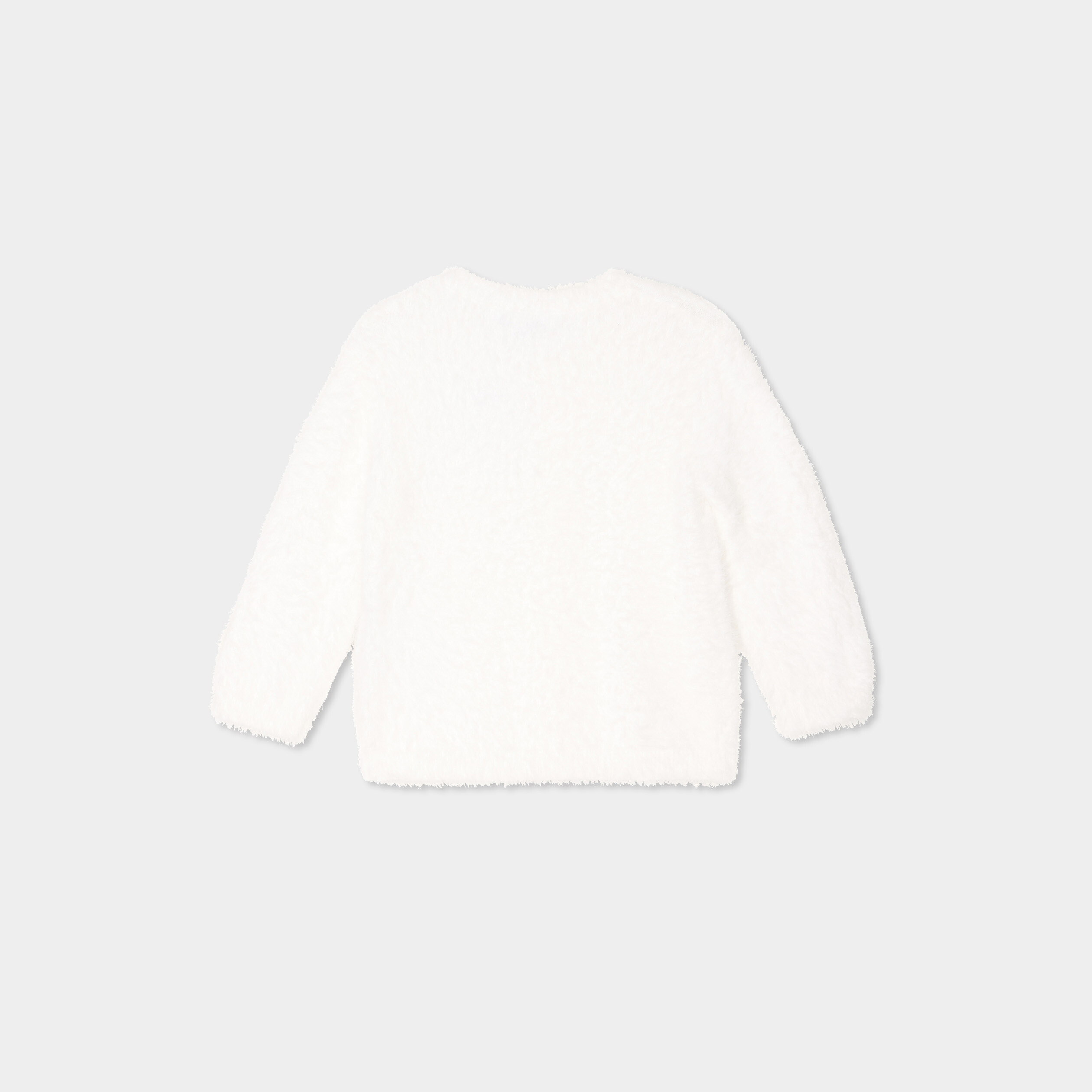 Gilet manches longues boutonn&eacute; blanc b&eacute;b&eacute; fille