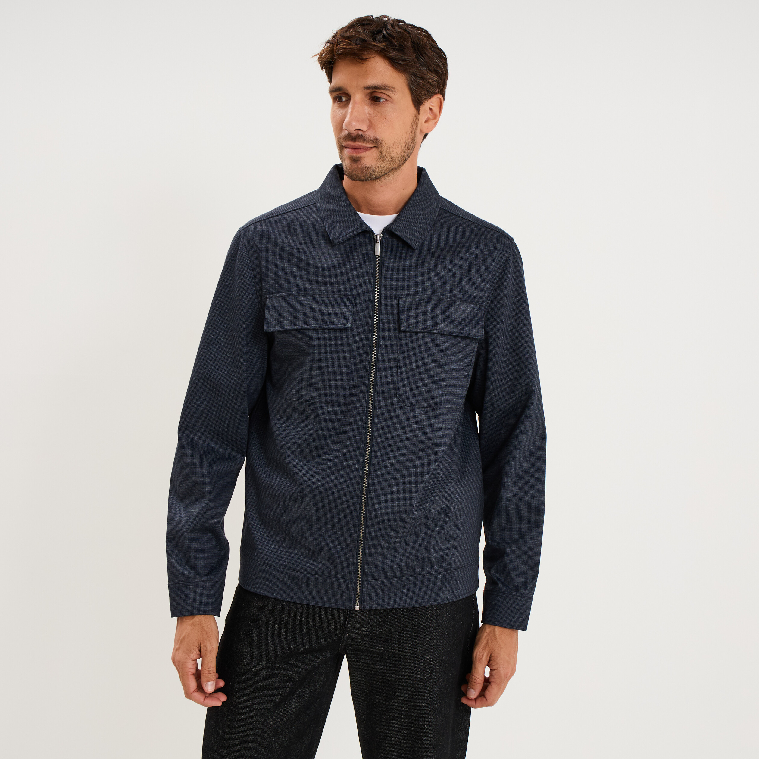 Surchemise zipp&eacute;e s&eacute;chage rapide bleu fonc&eacute; homme