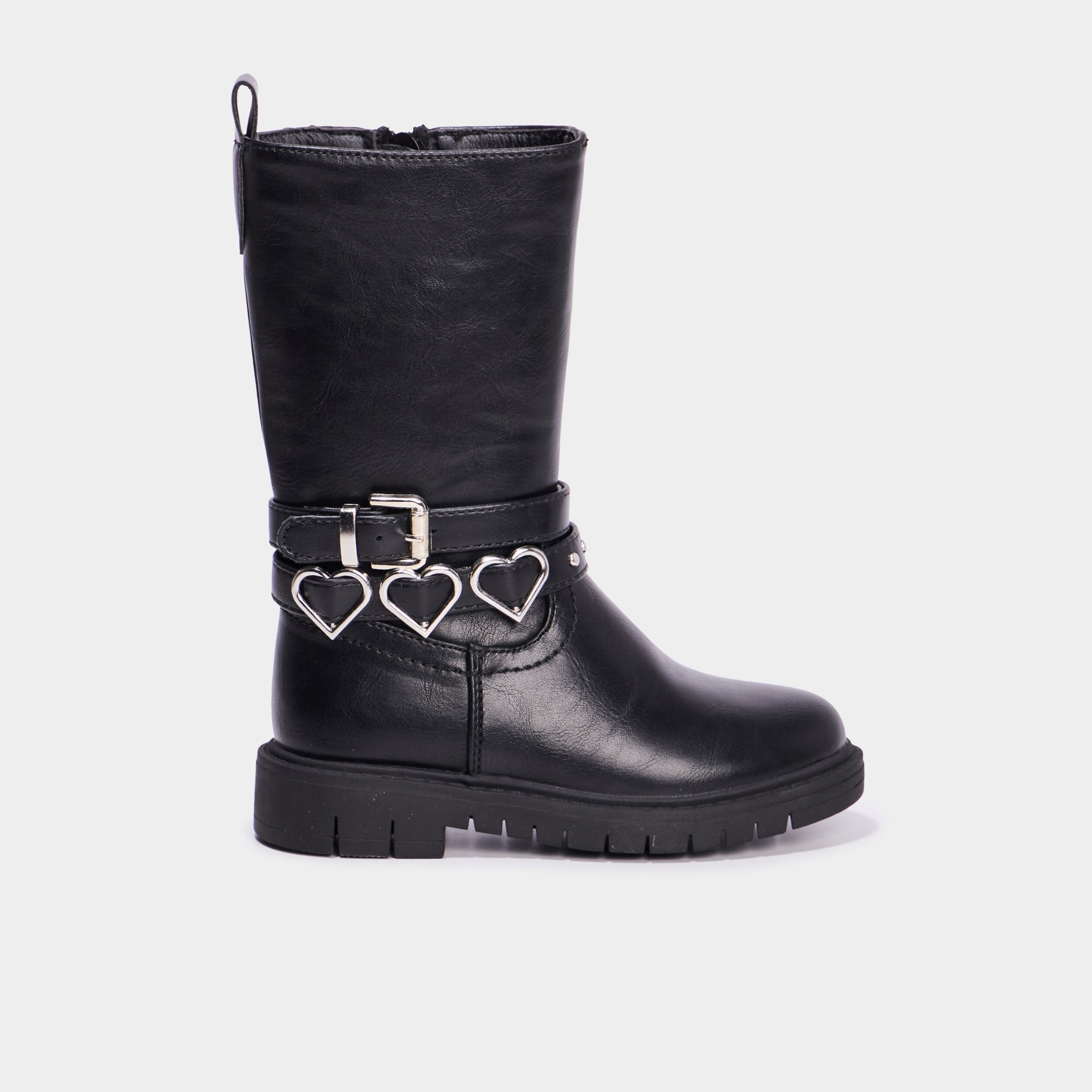Bottes avec boucles coeur noir fille