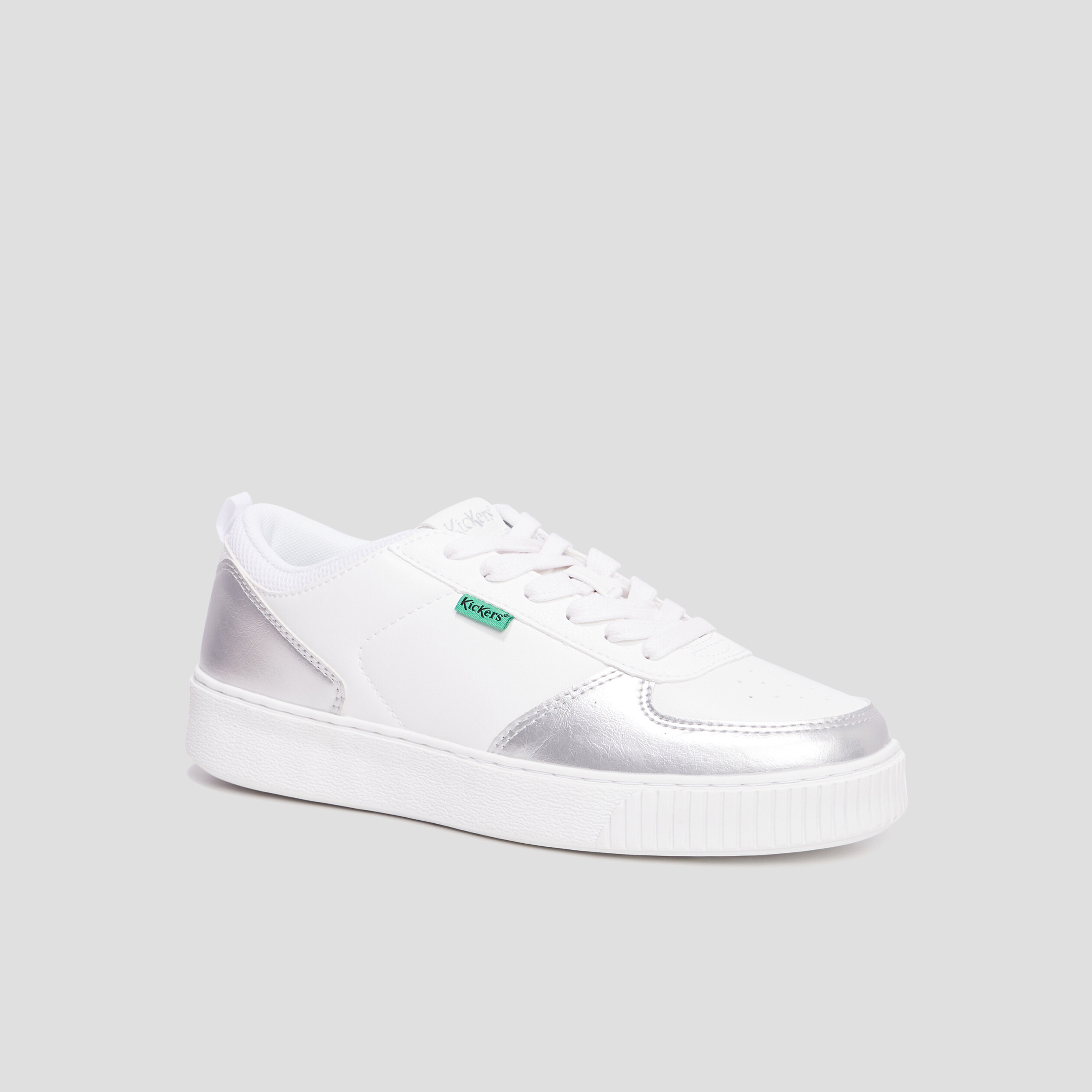 Tennis basses lacets Kickers Style gris argent femme