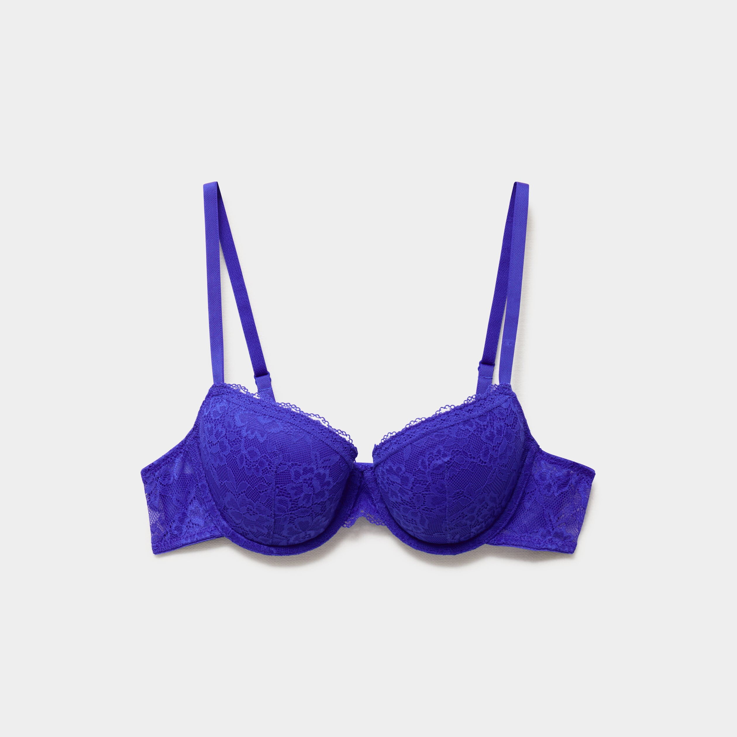 Soutien-gorge corbeille padd&eacute; dentelle bleu electrique femme