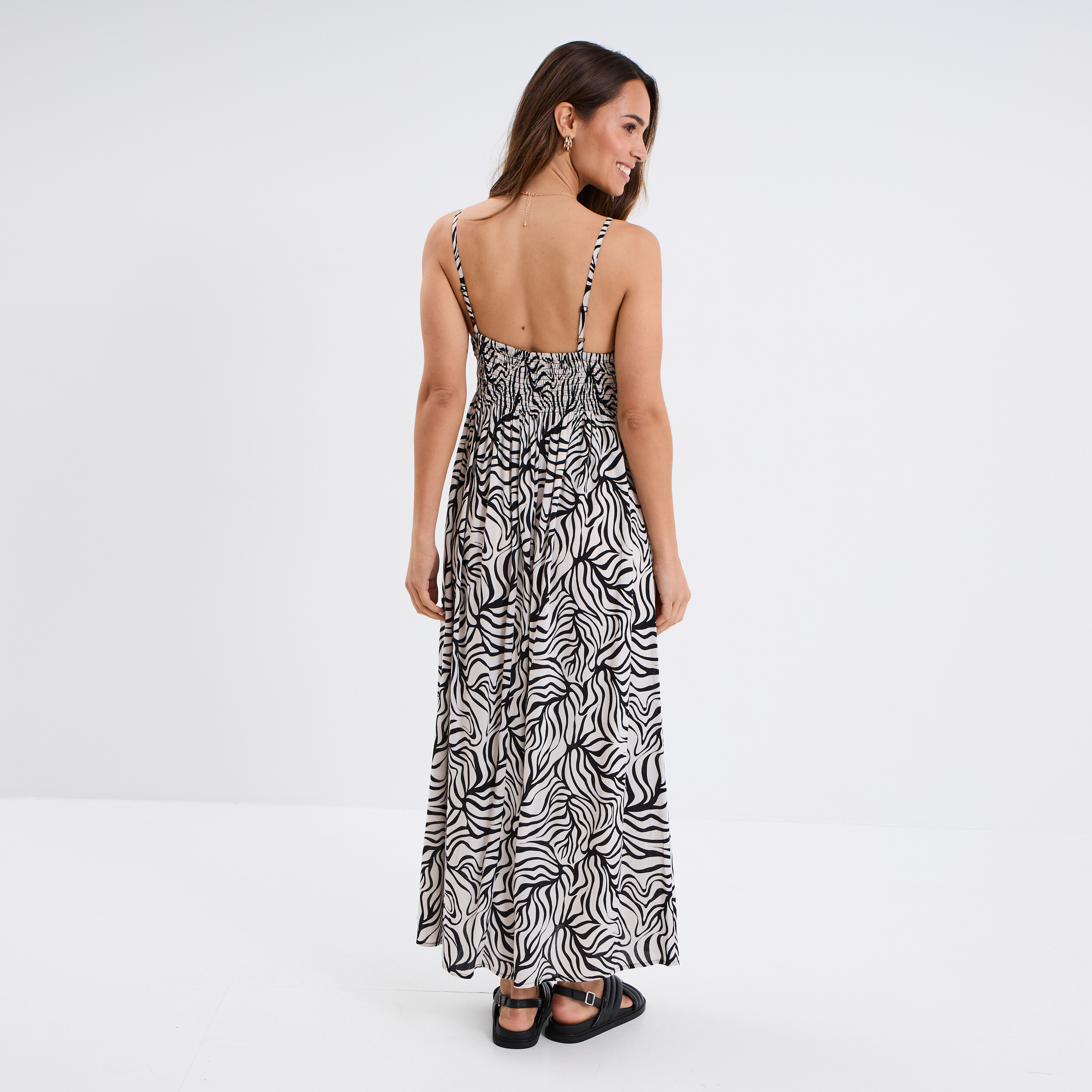 robe longue col en v haut effet crochet ecru femme Robe longue col en V haut effet crochet ecru femme
