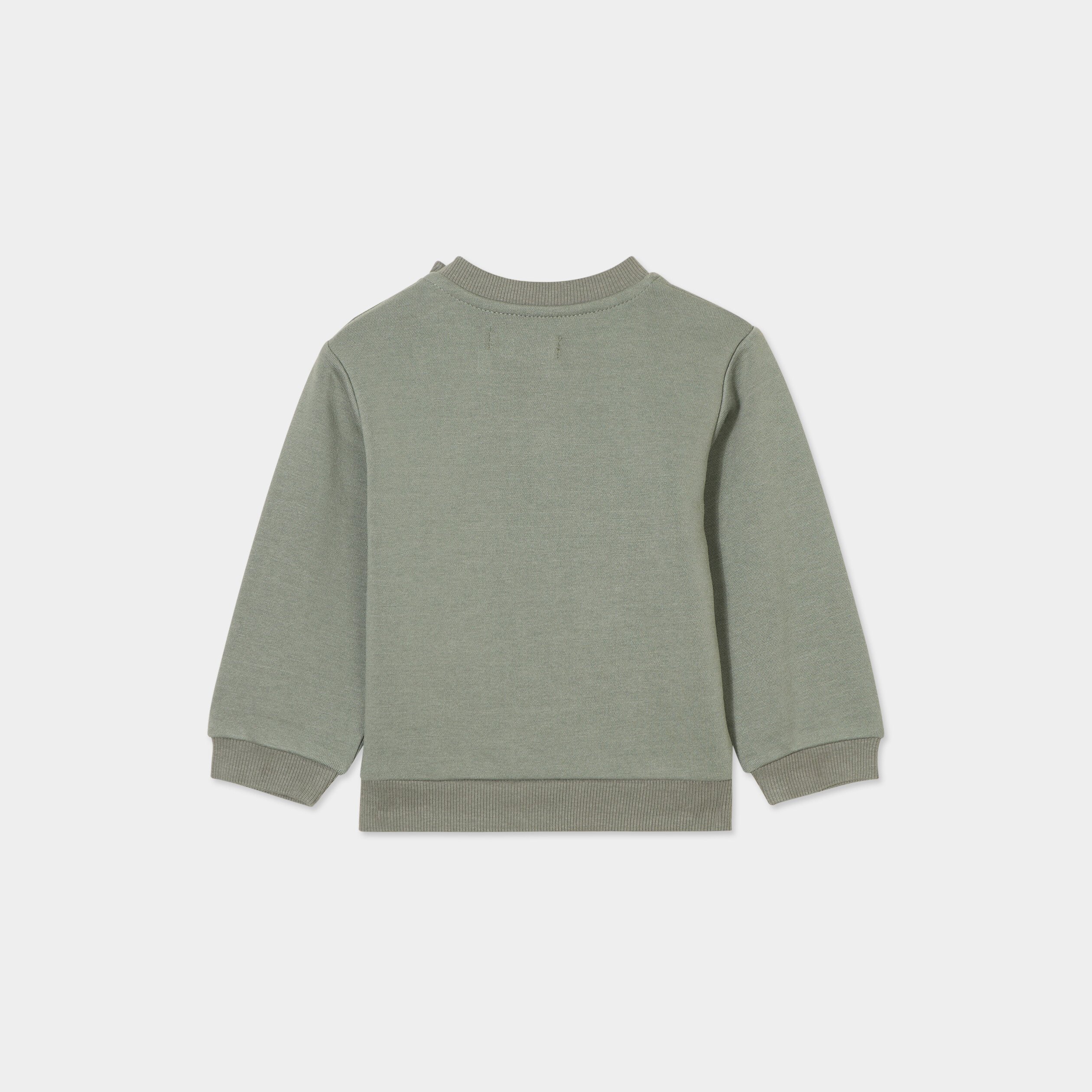 sweat manches longues col rond vert kaki bebeg Sweat manches longues col rond vert kaki bébé garçon
