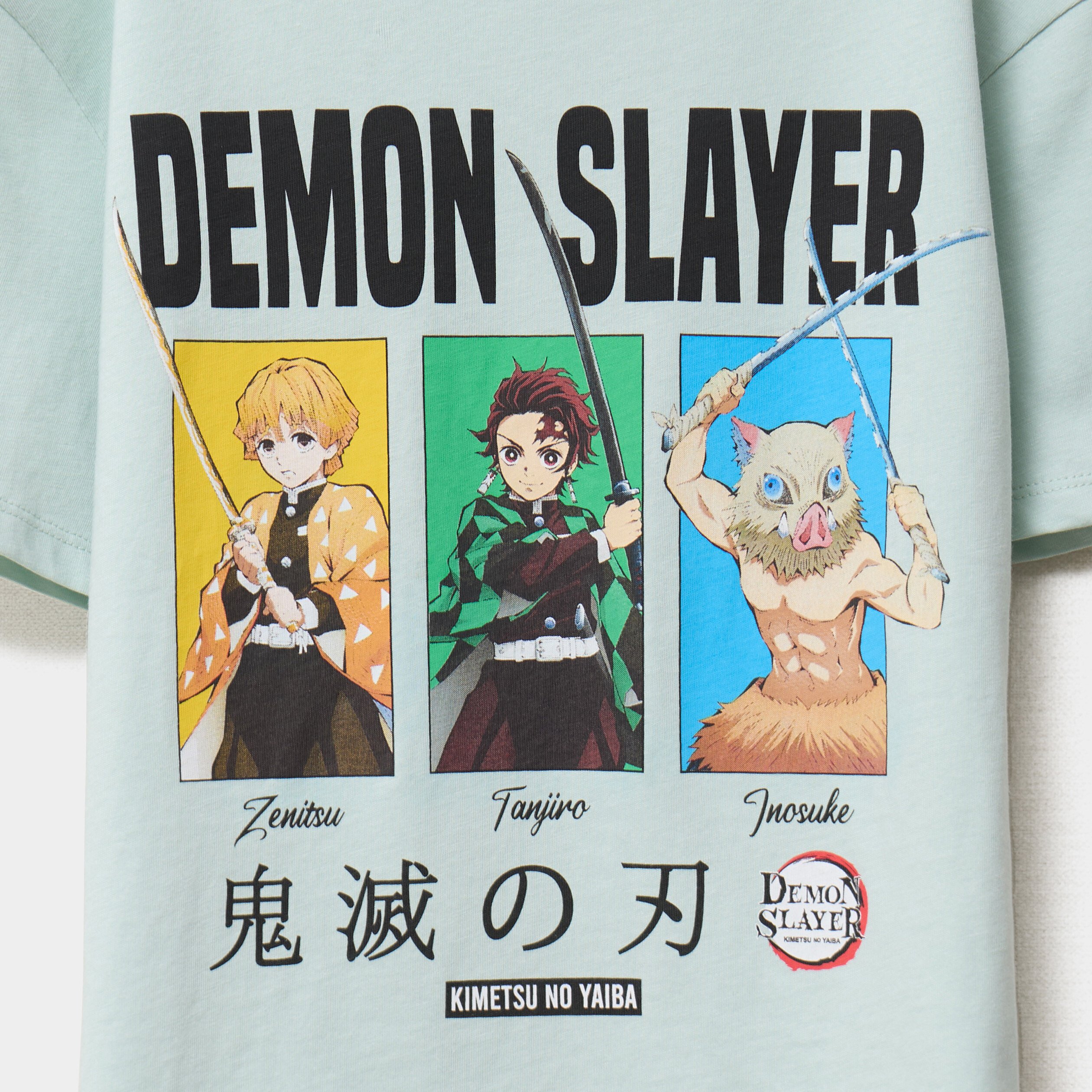 t shirt manches courtes demon slayer vert pastel garcon T-shirt manches courtes Demon Slayer vert pastel garçon